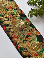 Hand-Embroidered Zardozi Bird & Floral Border Lace