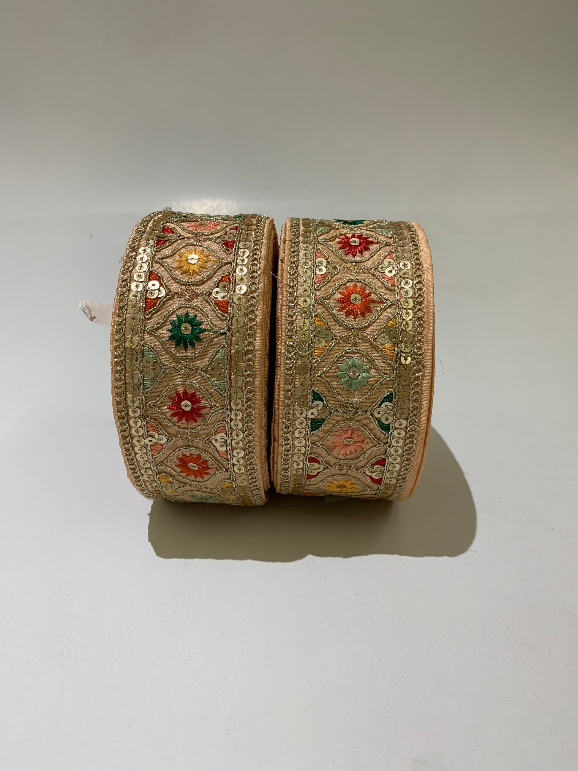 Multi-Color Floral Sequin Trim with Zari Embroidery