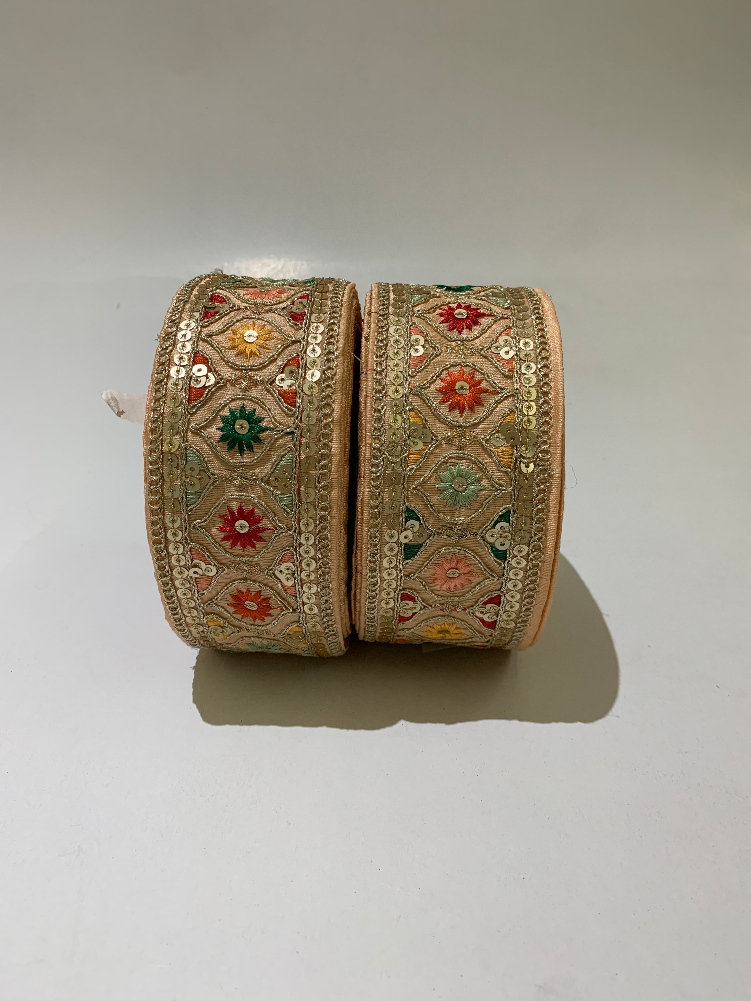 Multi-Color Floral Sequin Trim with Zari Embroidery