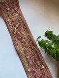 Exquisite Embroidered Bird & Floral Silk Ribbon Borde