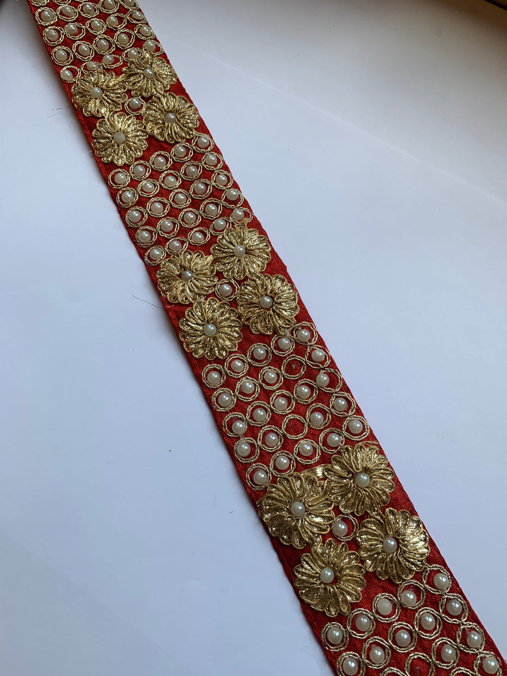 Traditional Zardozi & Pearl Floral Lace Trim