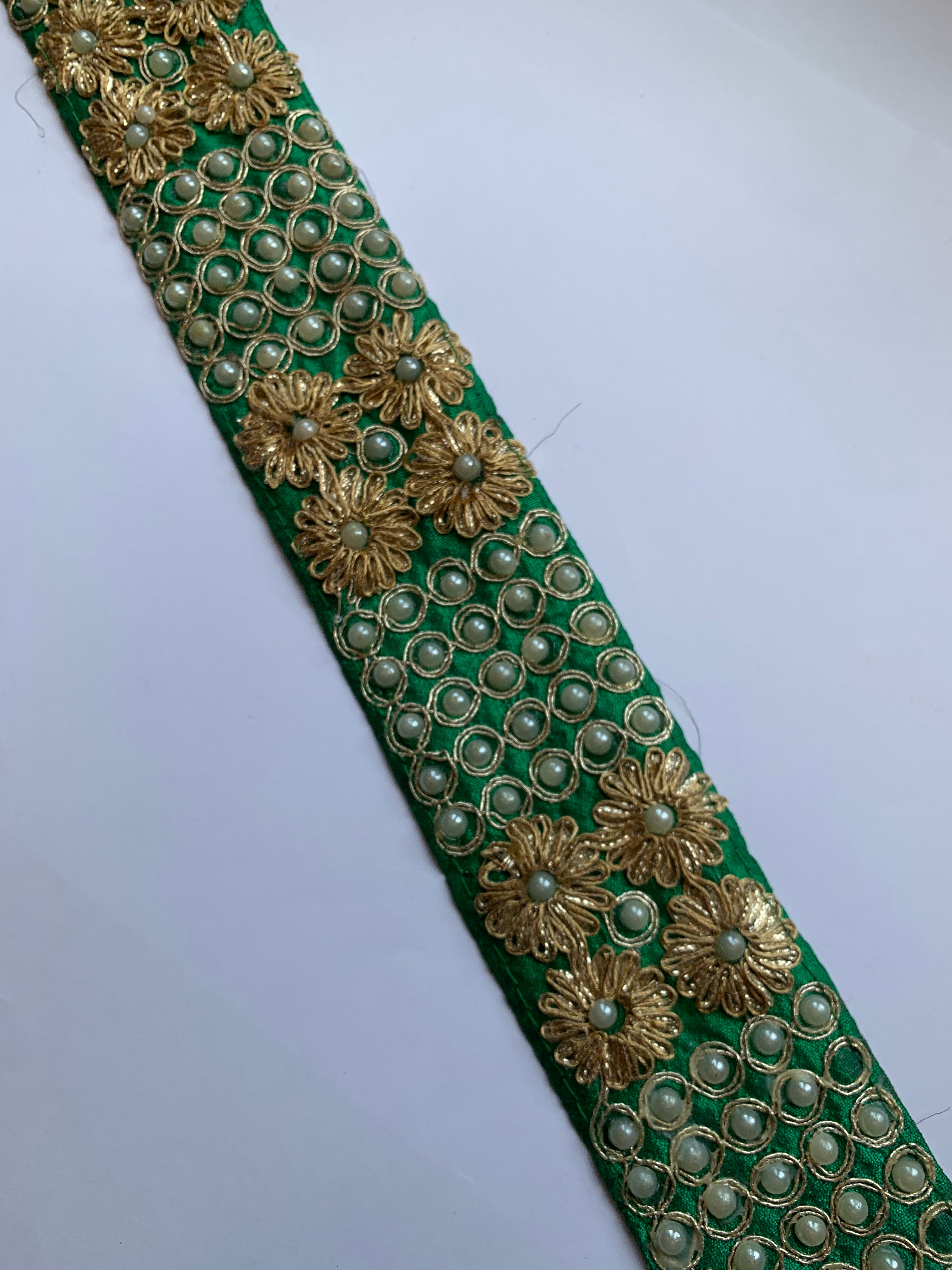 Traditional Zardozi & Pearl Floral Lace Trim