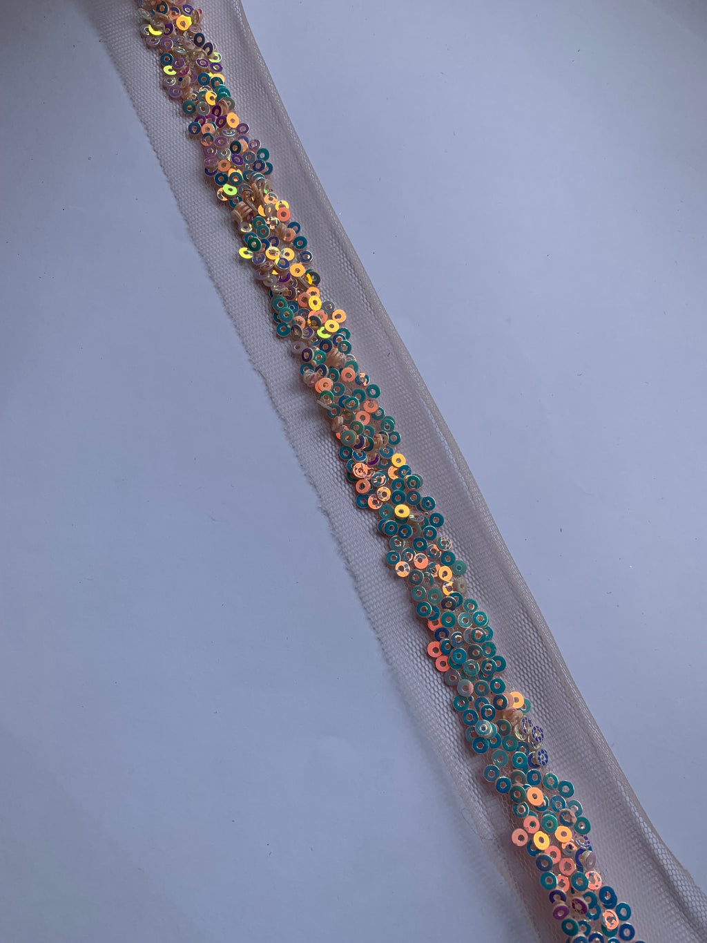 Sparkling Iridescent Sequin Embroidery on Soft Tulle Net Lace