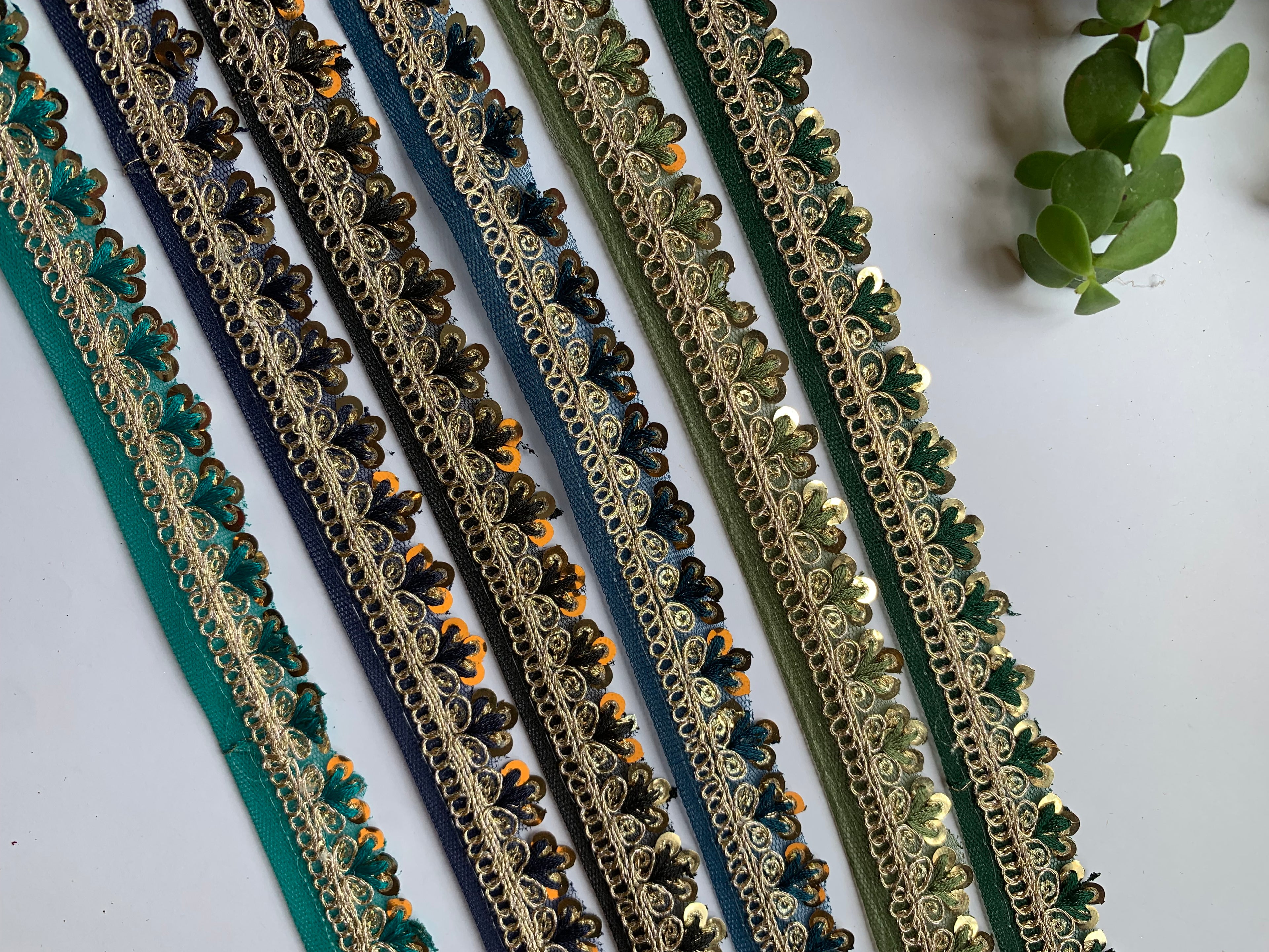 Scalloped Sequin Zari Lace Trim Collection