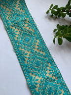 Premium Geometric Diamond & Floral Embroidered Cotton Lace Trim