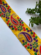 Premium Multicolored Paisley & Floral Embroidered Silk Lace Trim