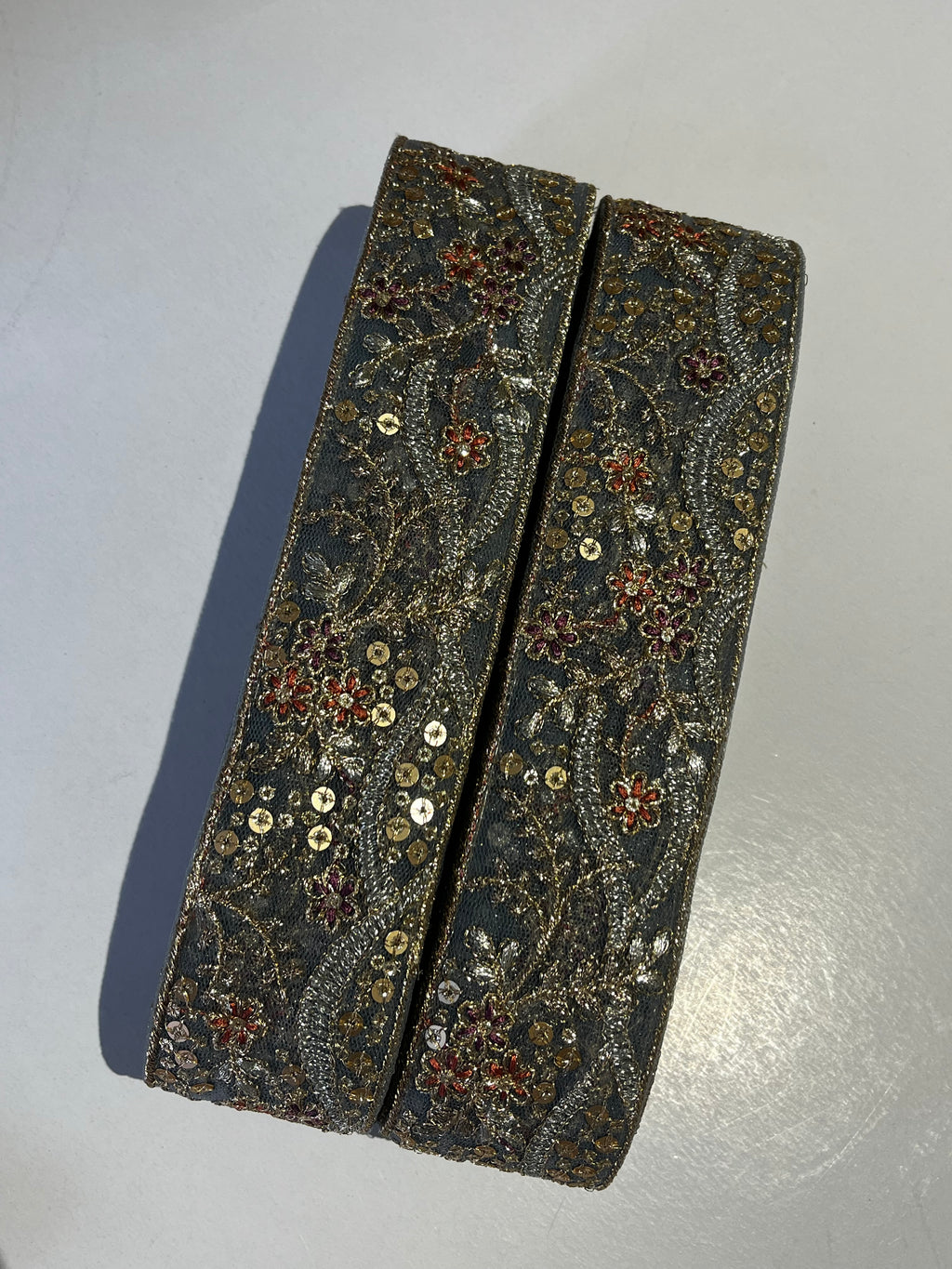 Vintage Zardozi Floral Trim with Gold Sequins
