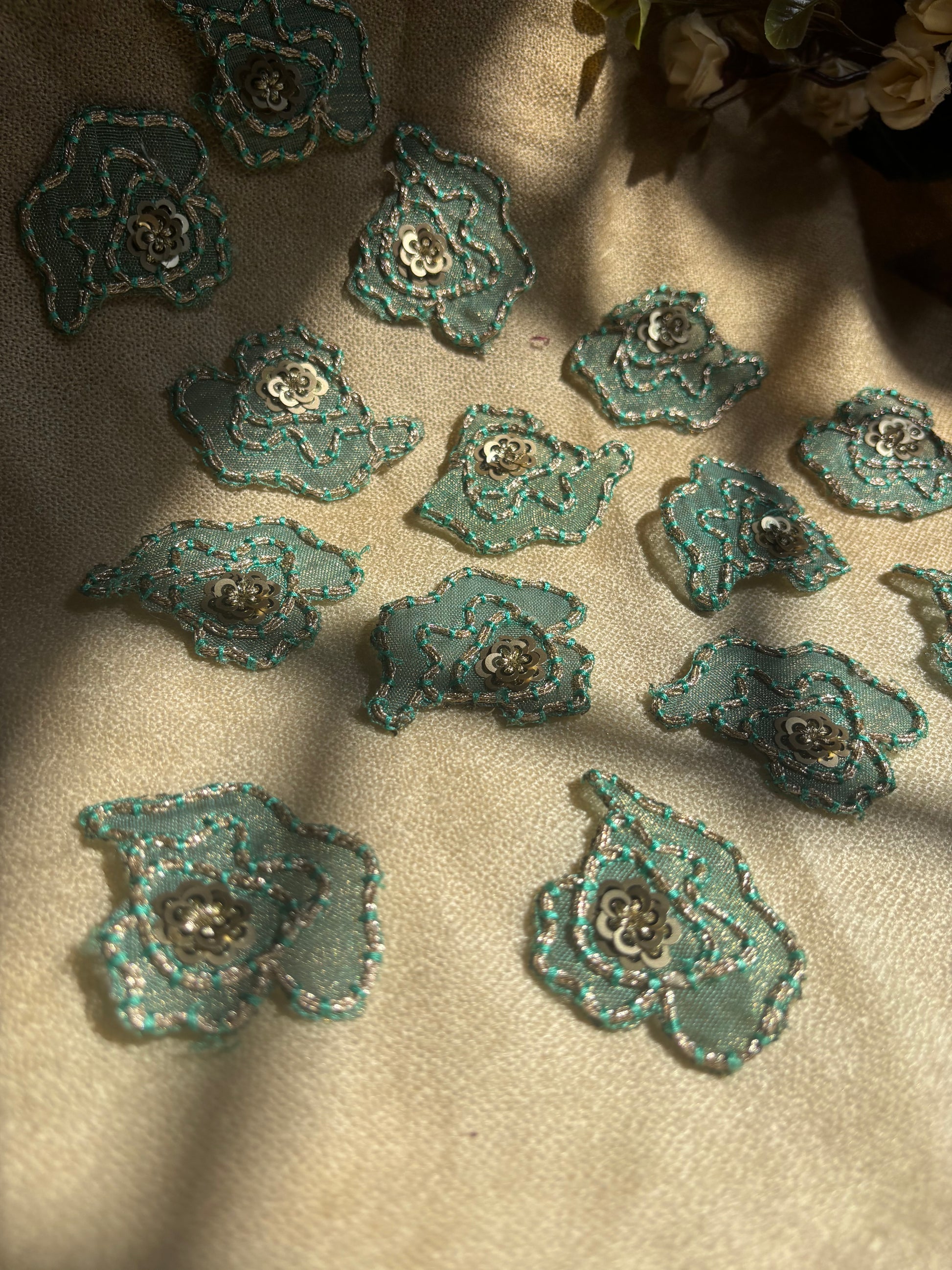 Teal Floral with Sequin Center patch