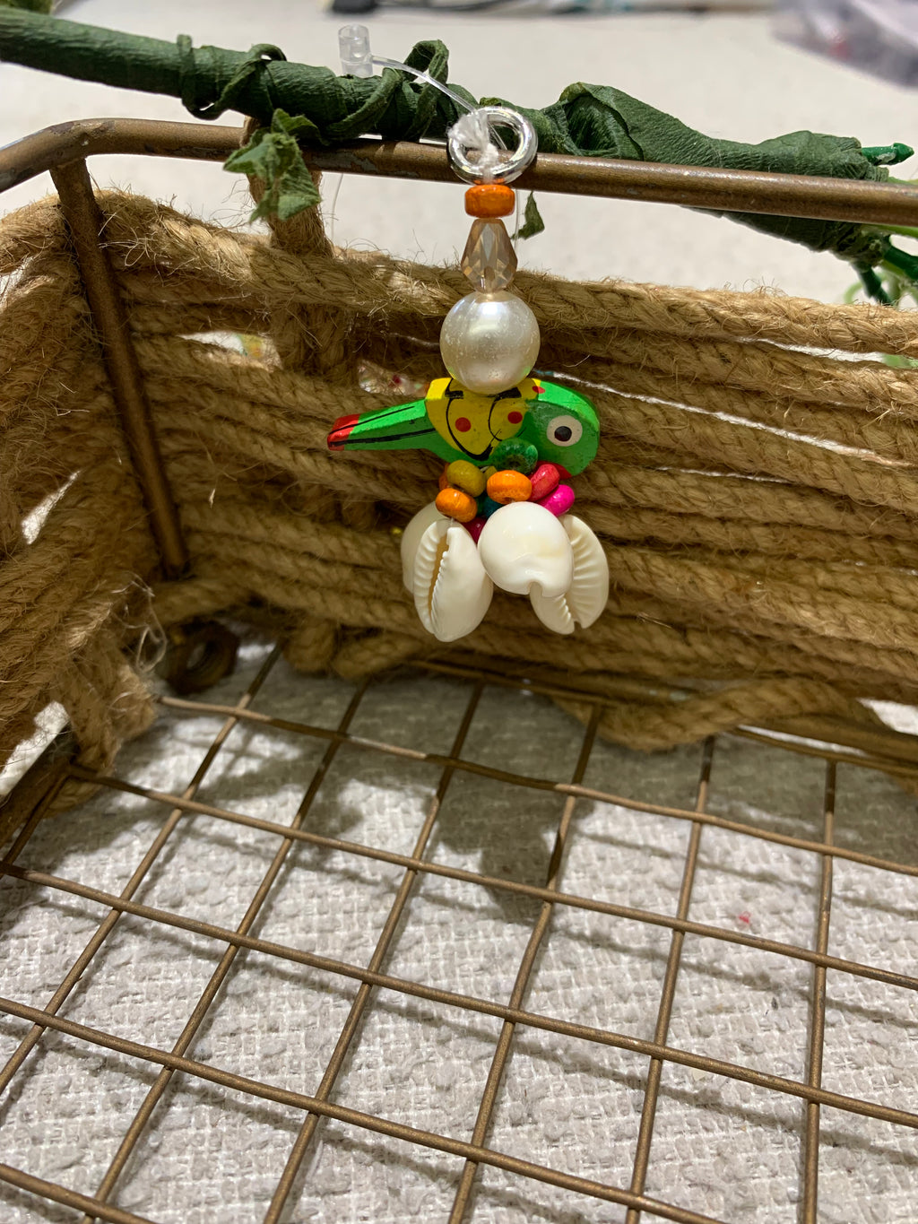 Handcrafted Ethnic Decorative Tassel with Wooden Birds, Cowrie Shells & Beads