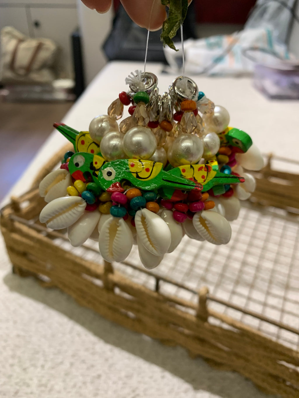 Handcrafted Ethnic Decorative Tassel with Wooden Birds, Cowrie Shells & Beads