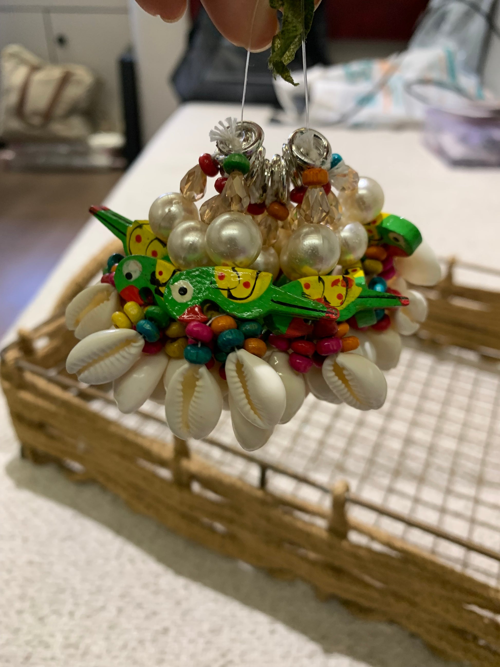 Handcrafted Ethnic Decorative Tassel with Wooden Birds, Cowrie Shells & Beads