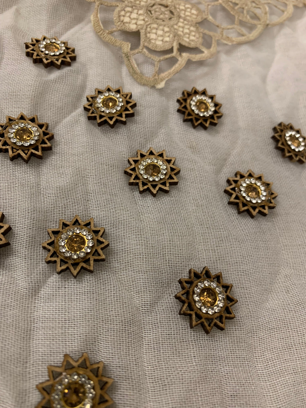 Gold-Toned, Pearl Floral Buttons