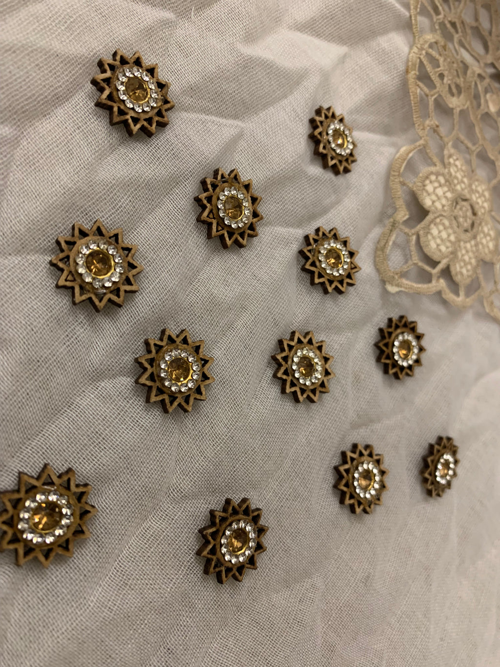 Gold-Toned, Pearl Floral Buttons