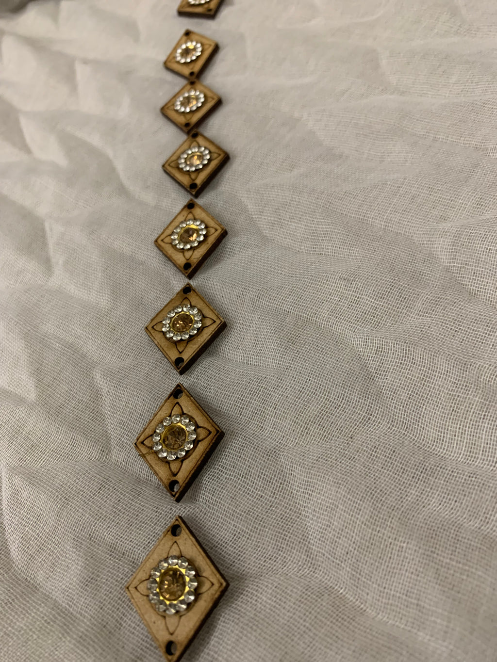 Wooden & Rhinestone Diamond Buttons