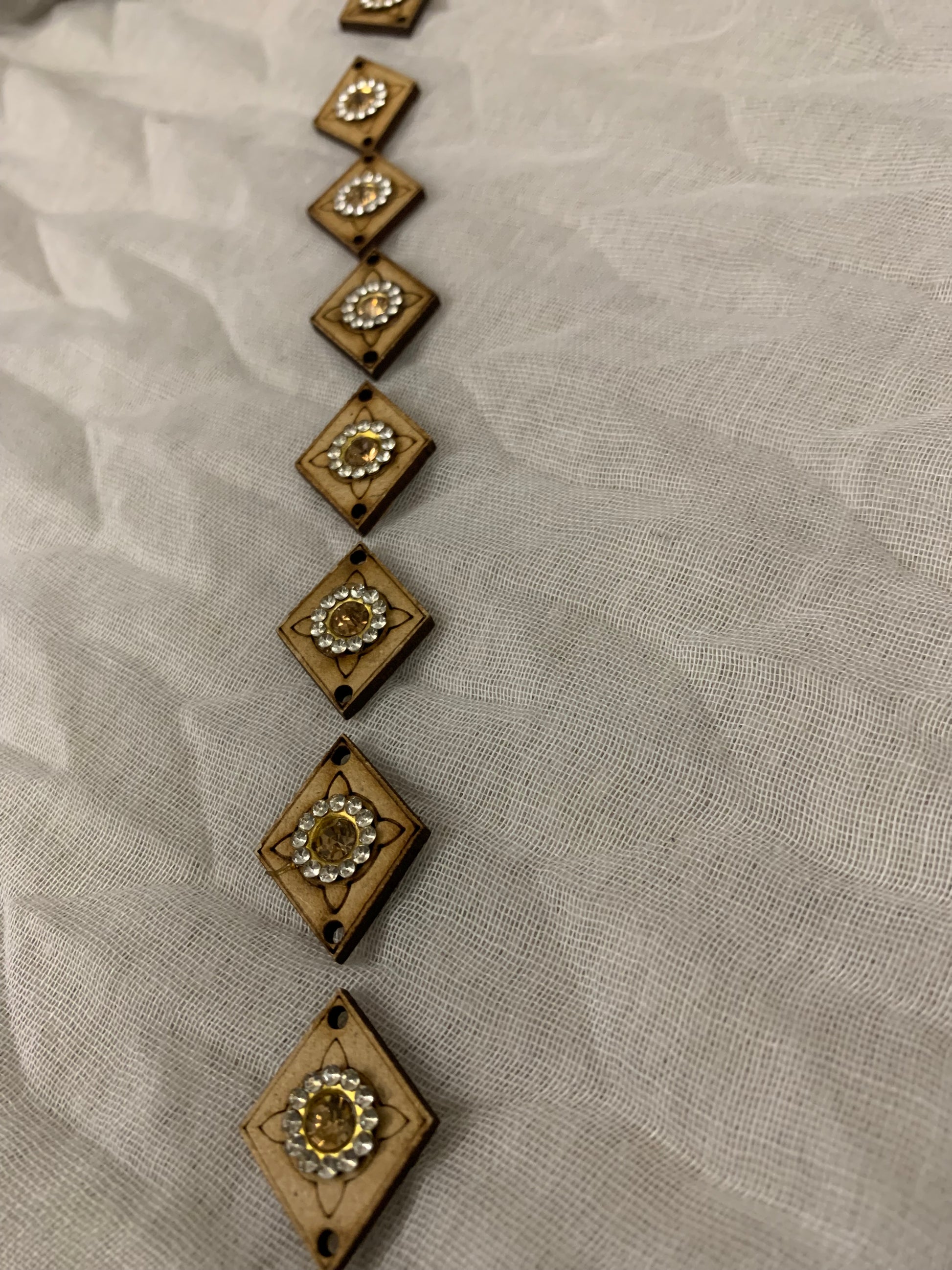 Wooden & Rhinestone Diamond Buttons