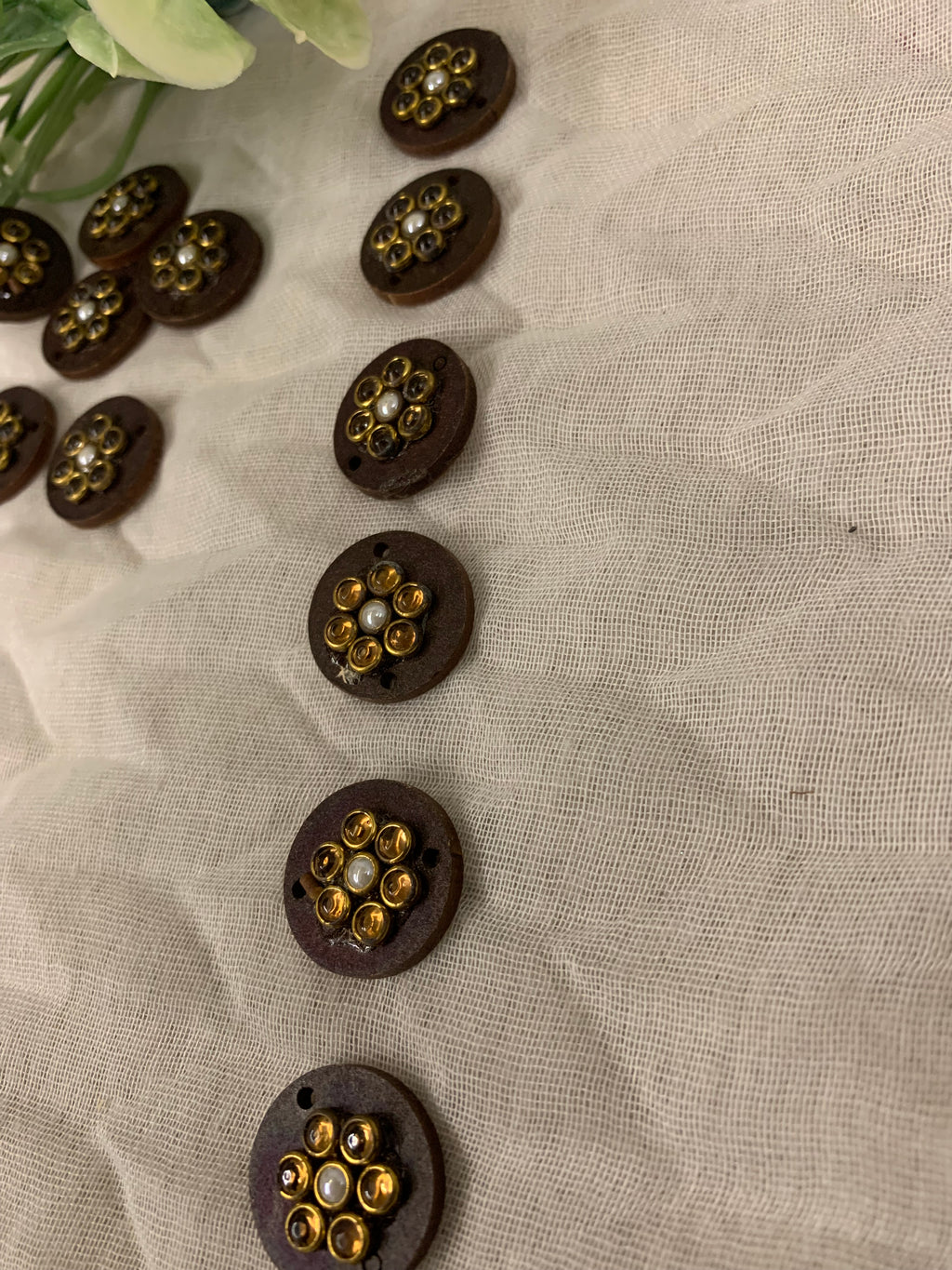 Wooden & Pearl Rosette Buttons