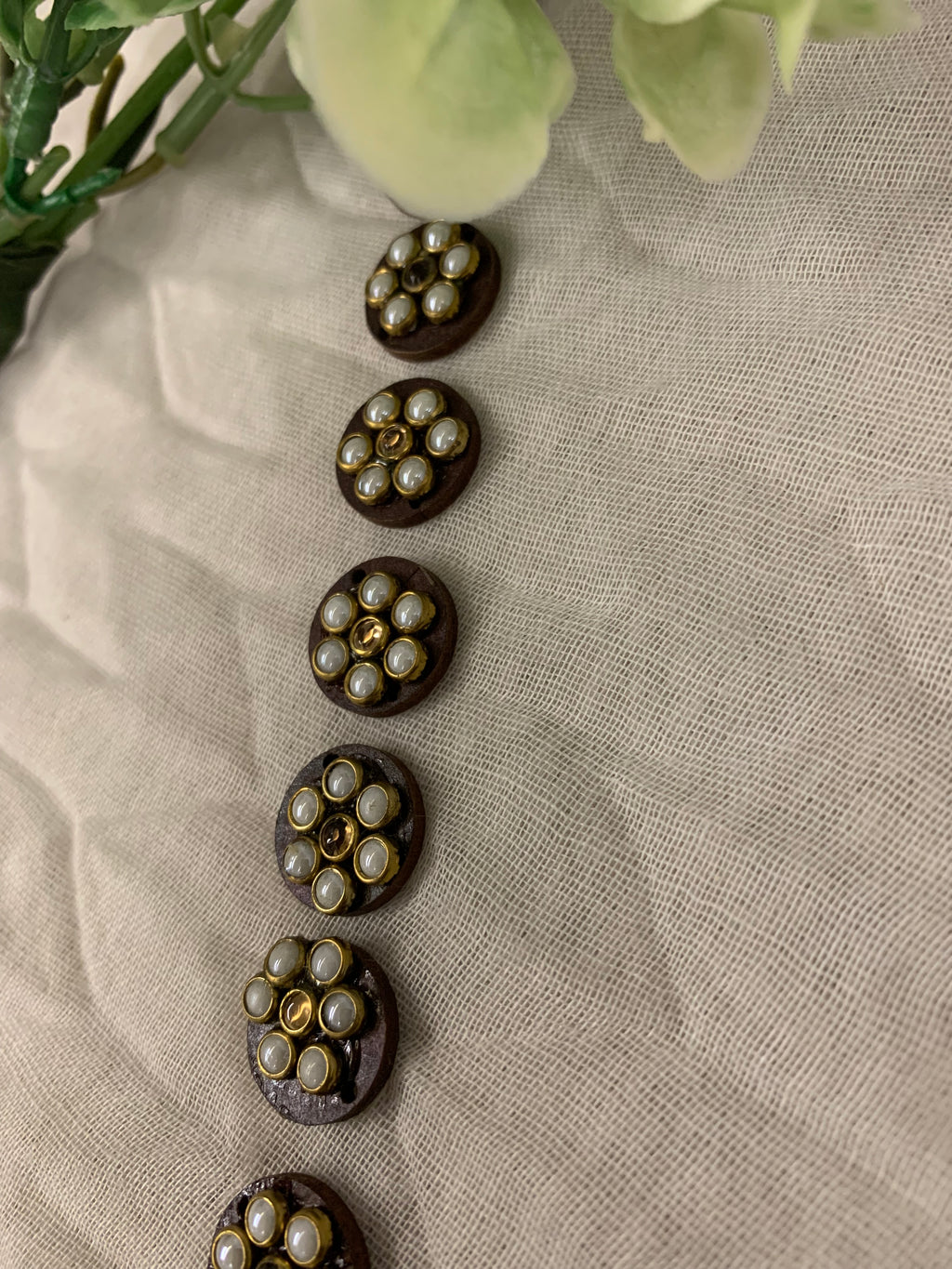 Wooden & Pearl Rosette Buttons