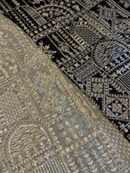 Ivory Threadwork Geometric Embroidered Fabric