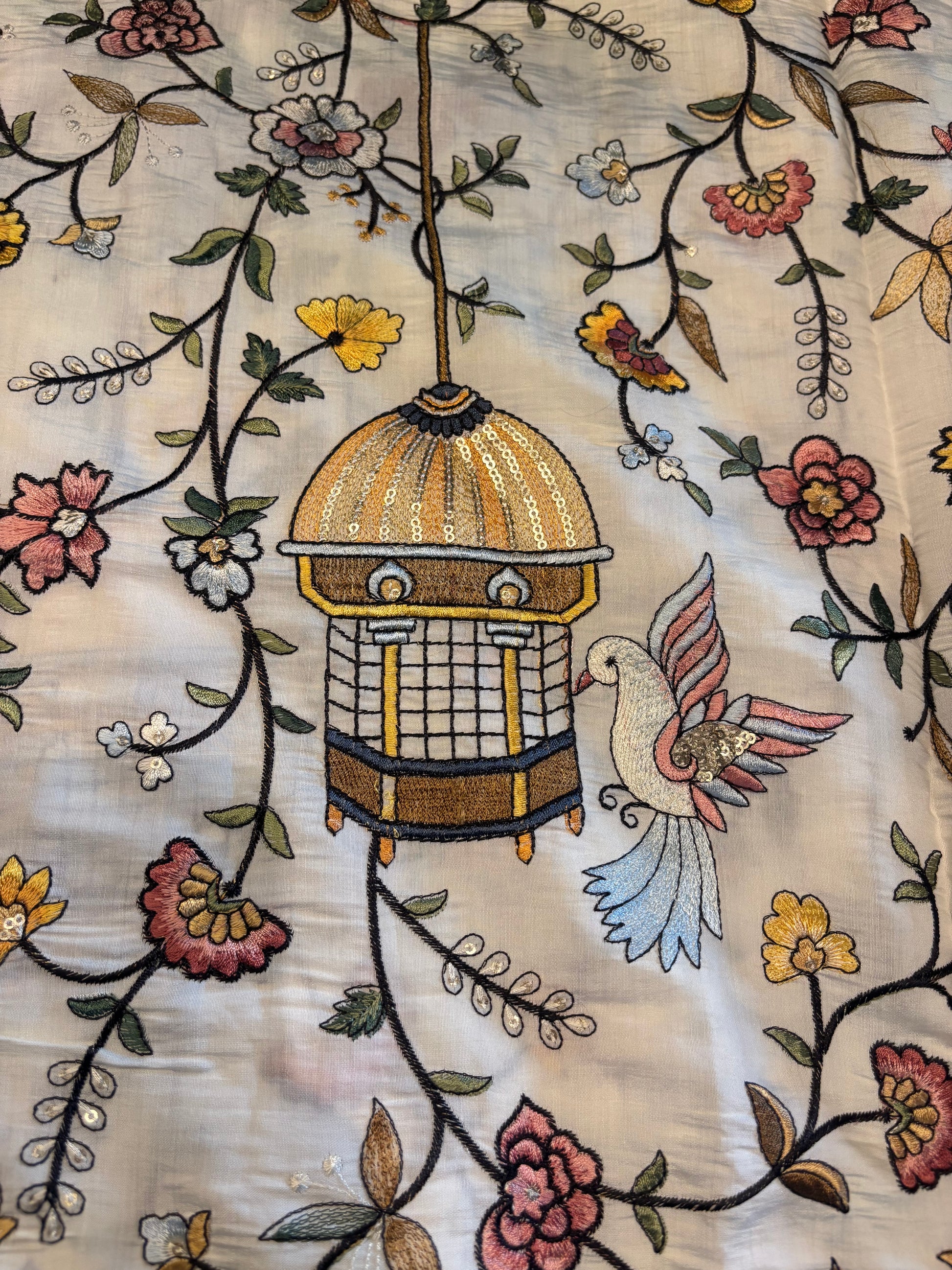 Hand-Embroidered Parsi Gara Silk