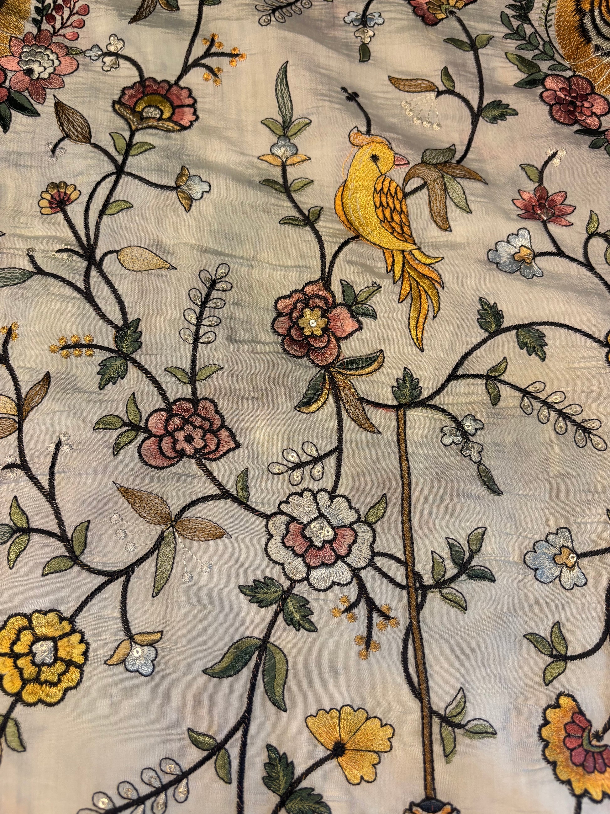 Hand-Embroidered Parsi Gara Silk