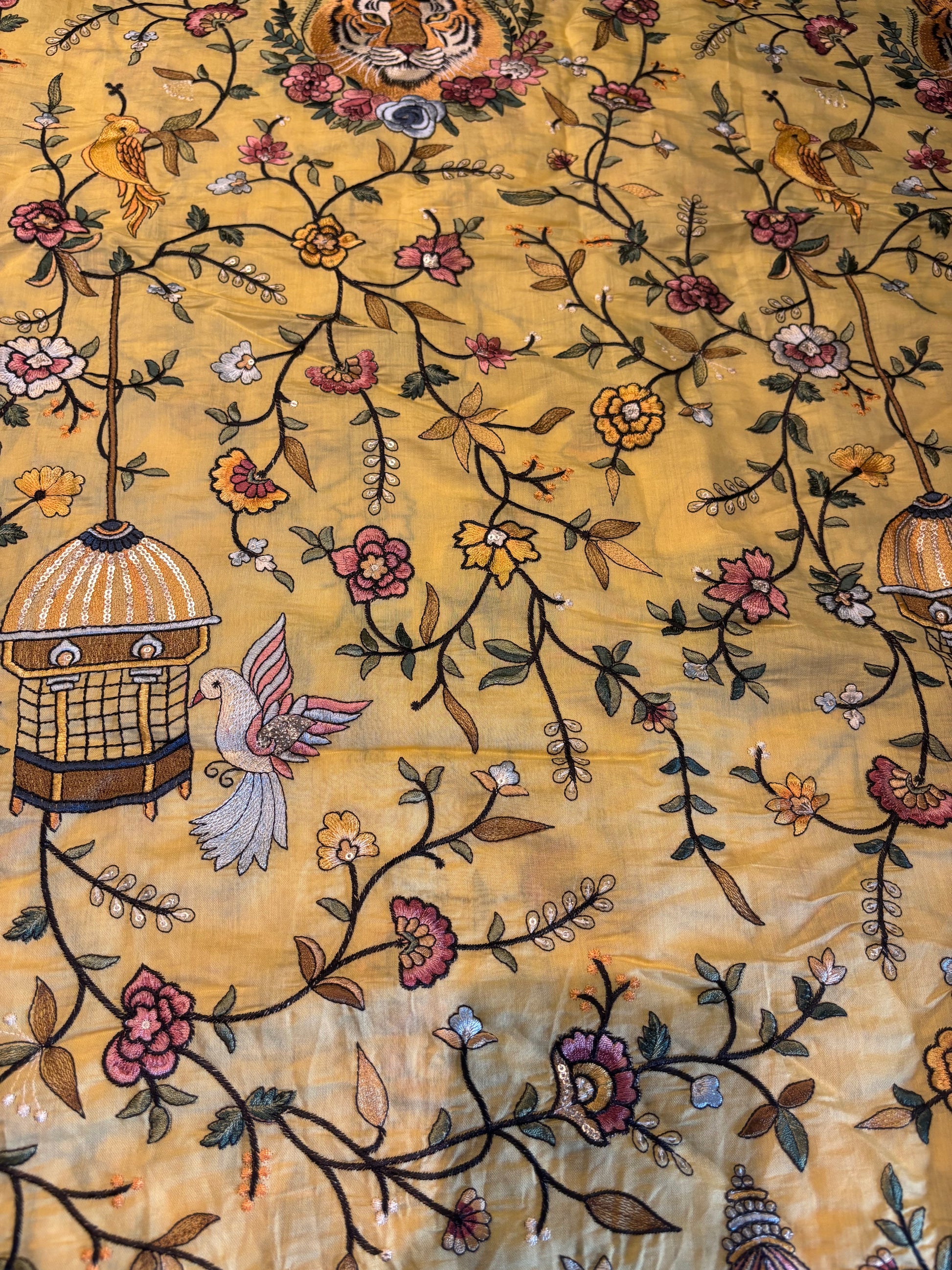 Hand-Embroidered Parsi Gara Silk