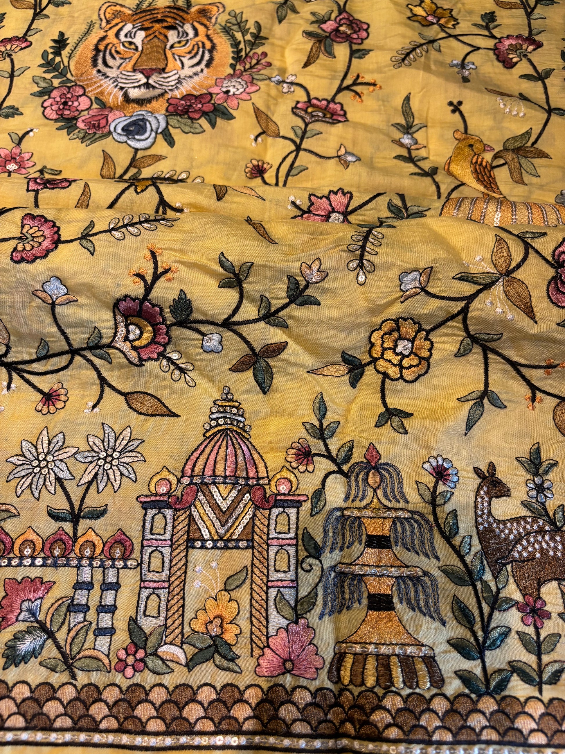Hand-Embroidered Parsi Gara Silk