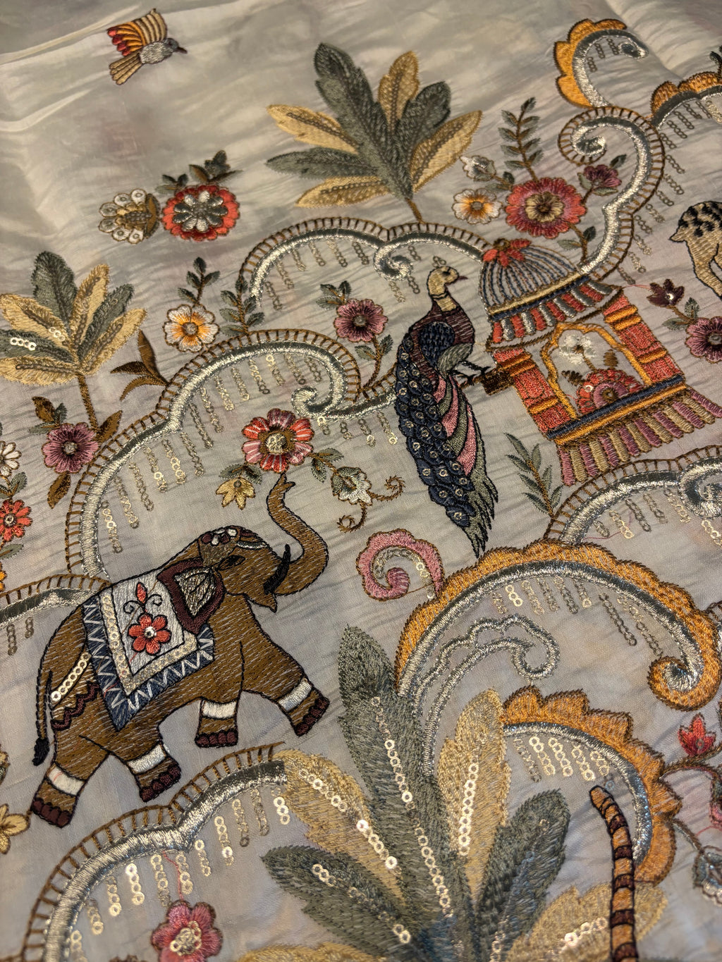 Royal Silver Grey with Animal & Bird Motifs