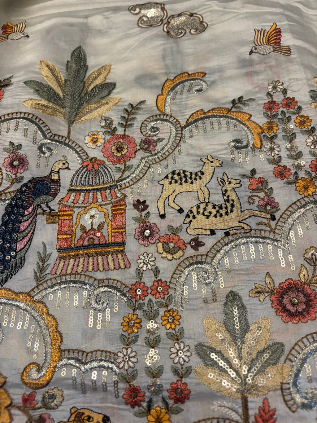 Royal Silver Grey with Animal & Bird Motifs