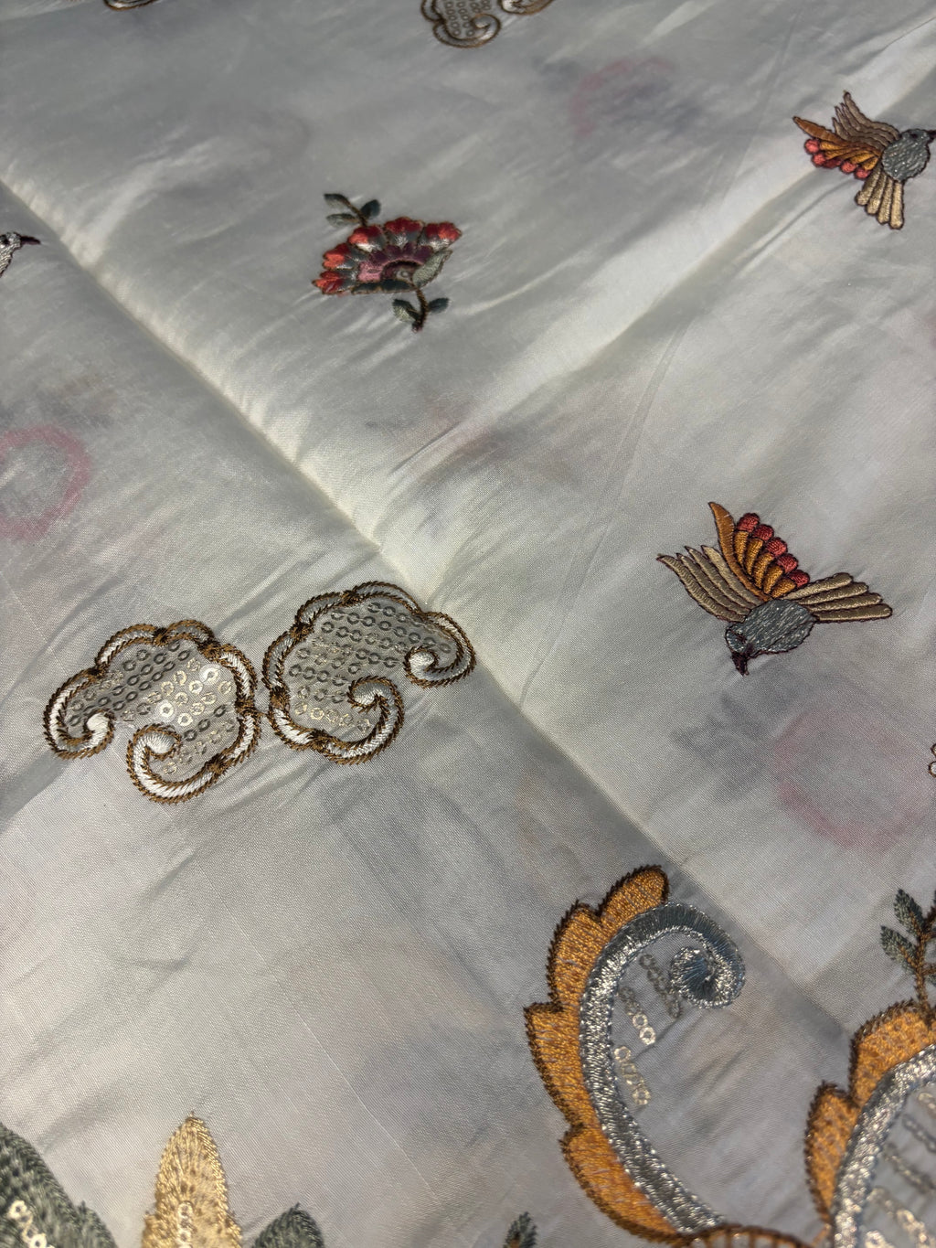 Royal Silver Grey with Animal & Bird Motifs