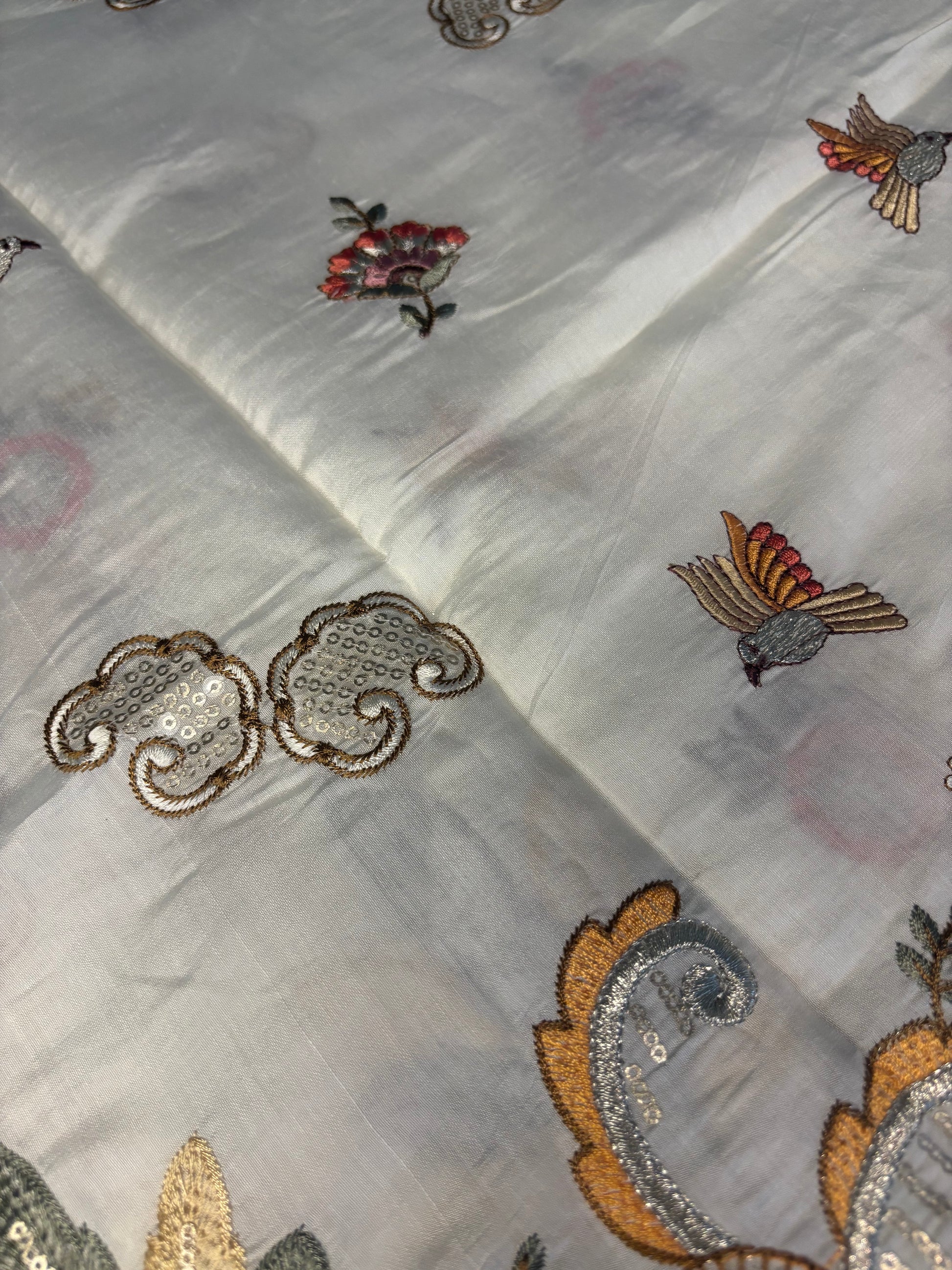 Royal Silver Grey with Animal & Bird Motifs