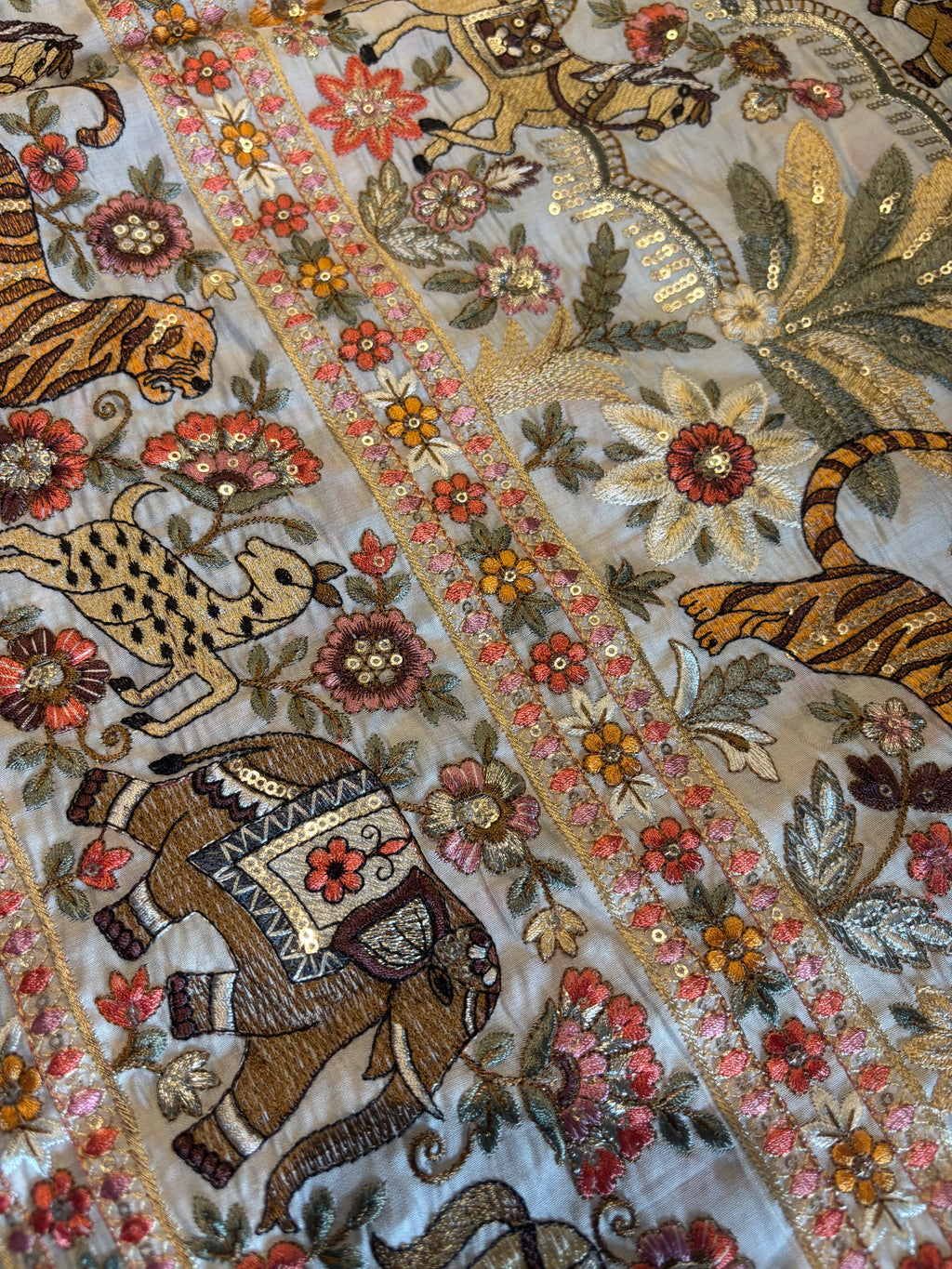 Royal Silver Grey with Animal & Bird Motifs