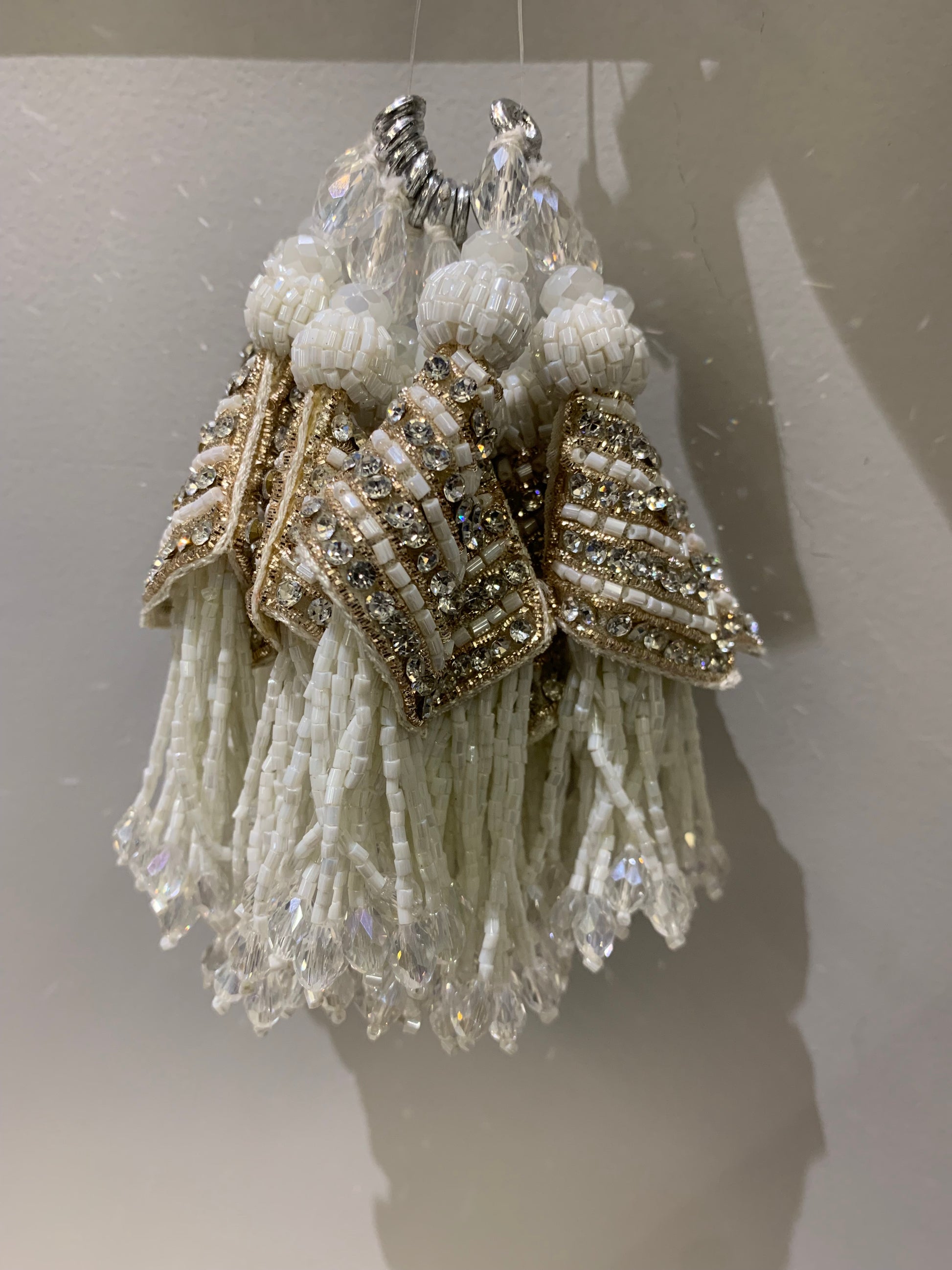 Crystal White Beaded Bridal Tassels