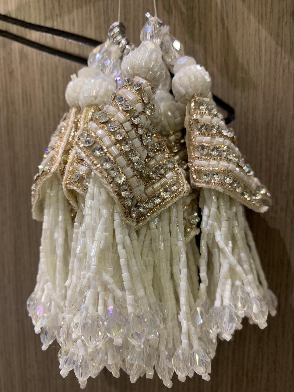 Crystal White Beaded Bridal Tassels