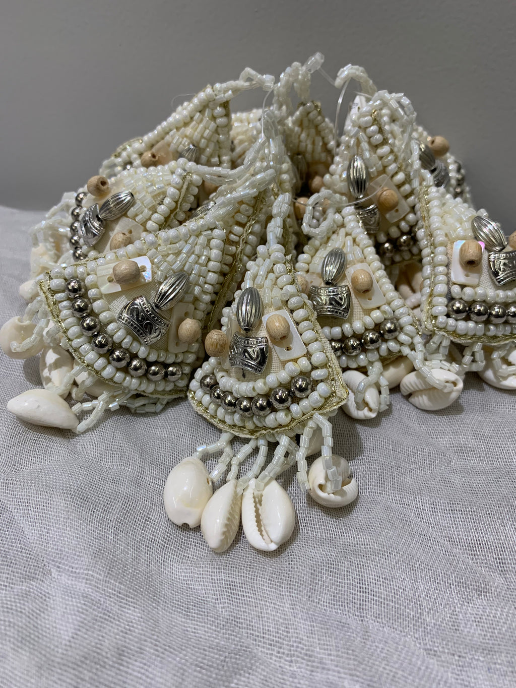 Boho Shell & Bead Latkan Tassels – Ivory Elegance