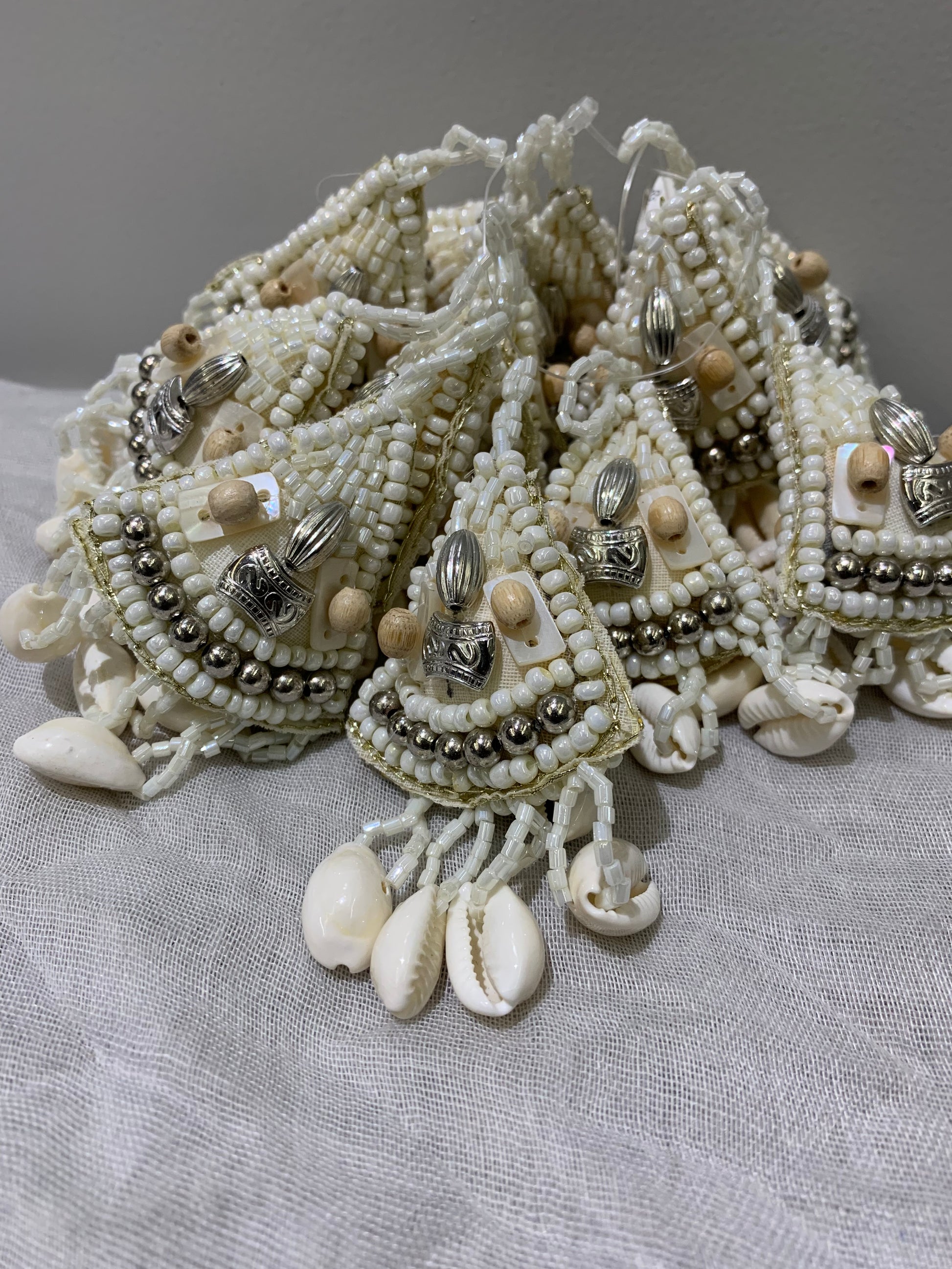Boho Shell & Bead Latkan Tassels – Ivory Elegance