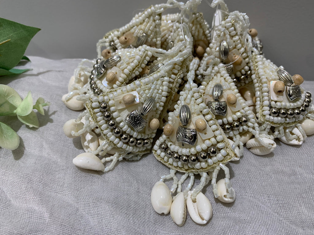 Boho Shell & Bead Latkan Tassels – Ivory Elegance