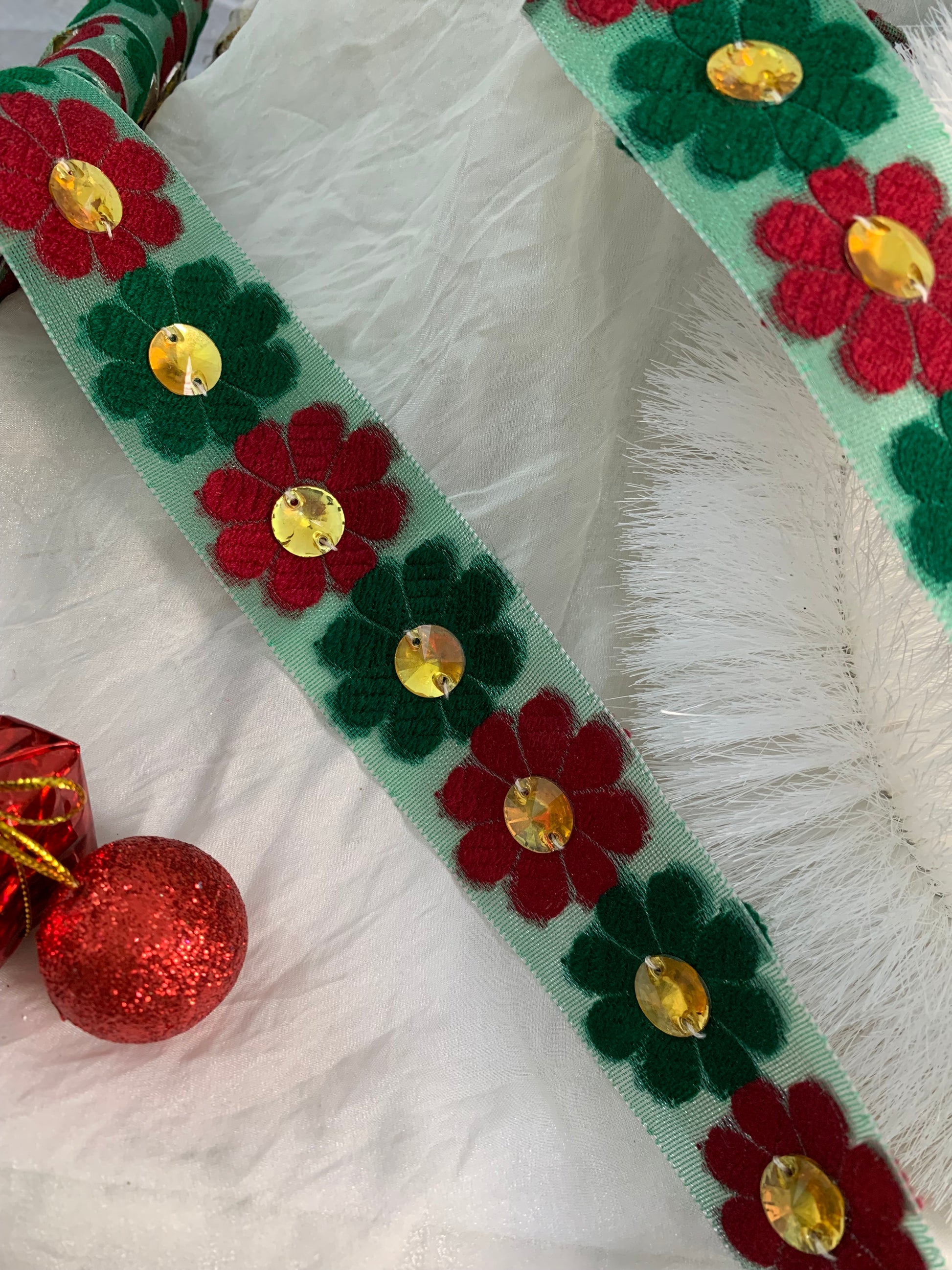 Floral Sequin Border Lace