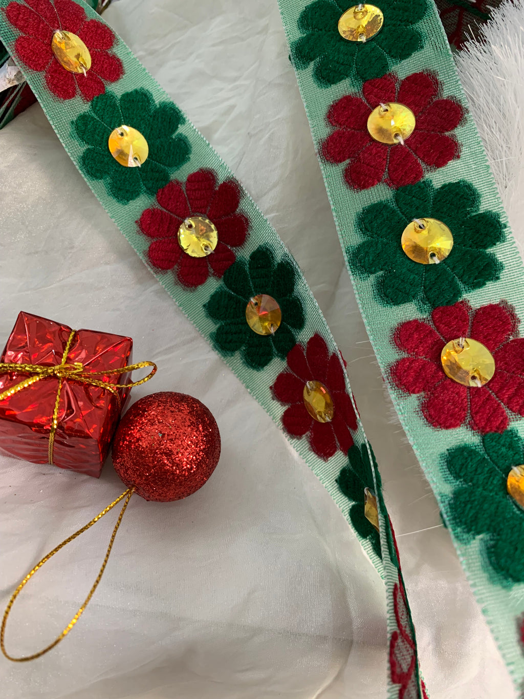 Floral Sequin Border Lace