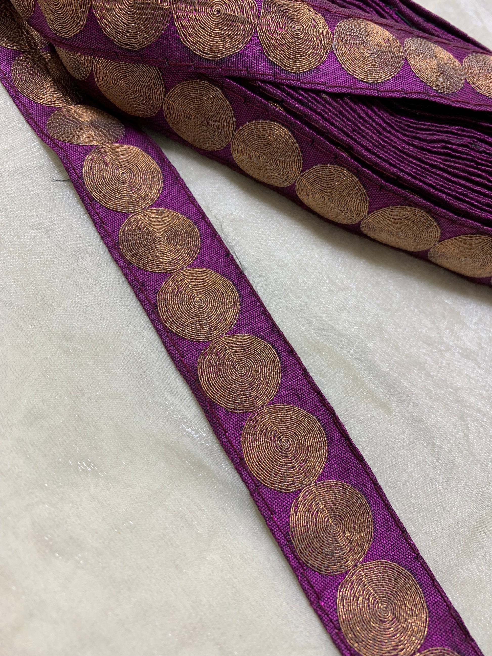 Metallic Purple and Gold Woven Lace