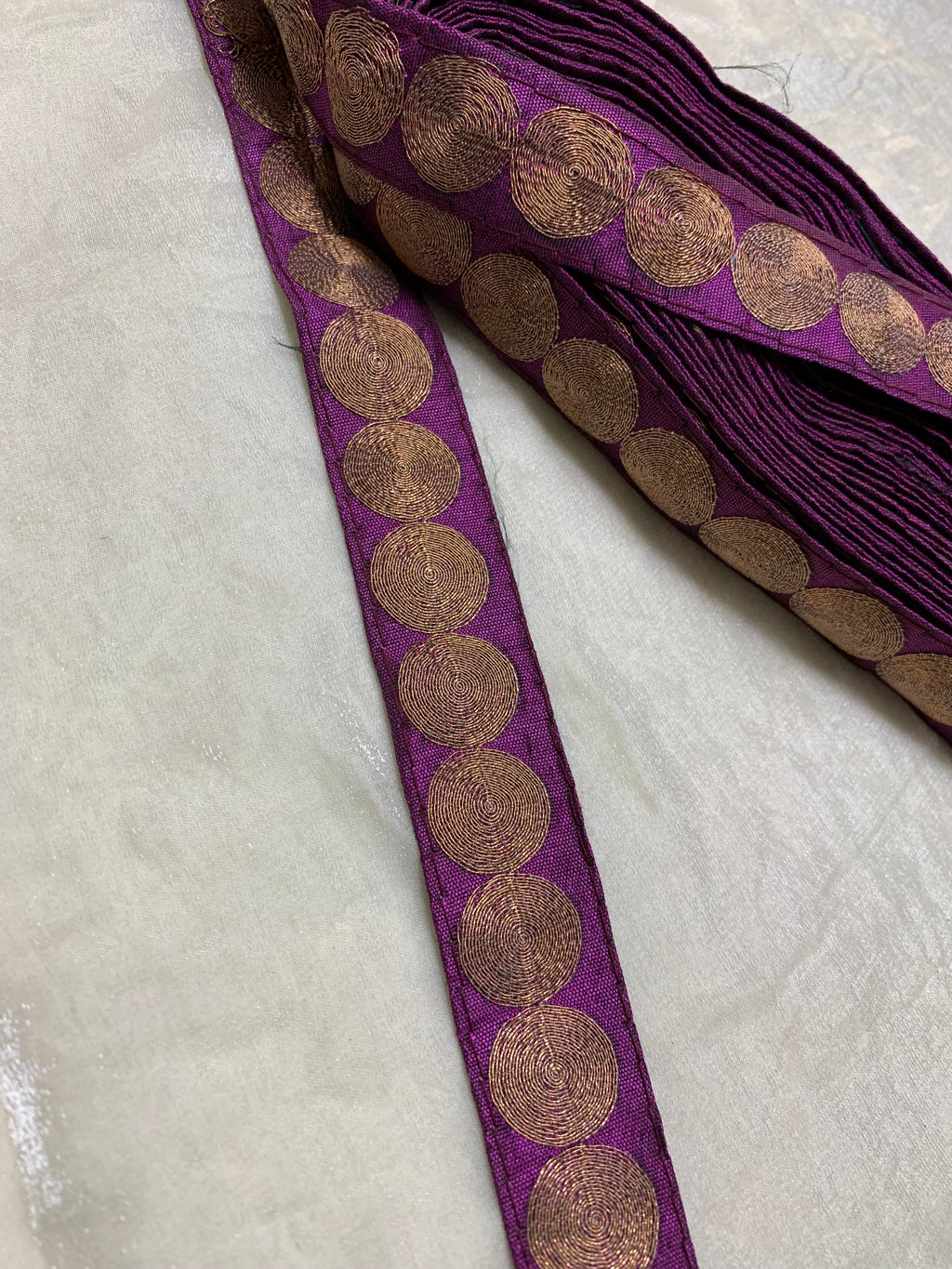 Metallic Purple and Gold Woven Lace