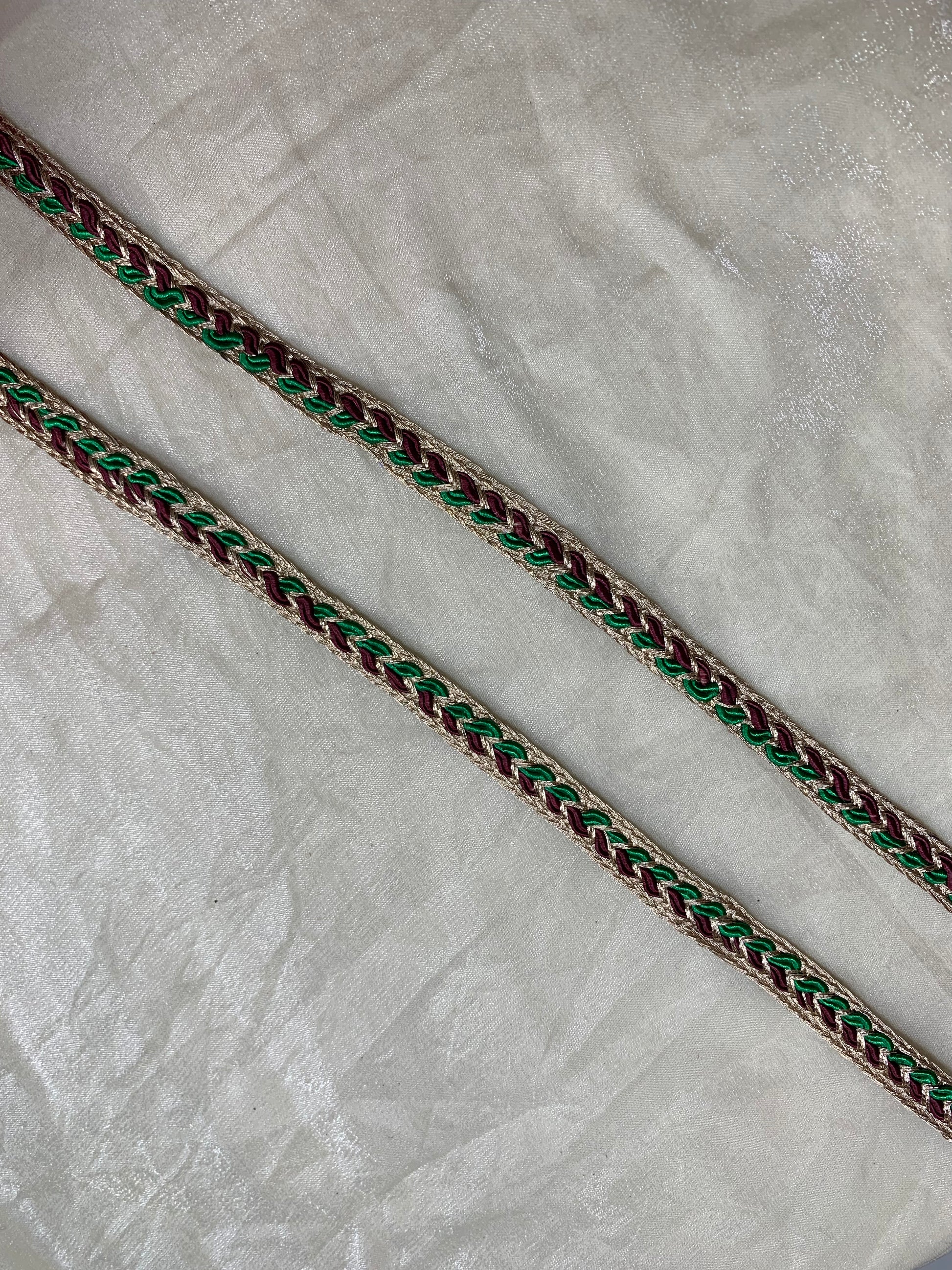 Red and Green Metallic Gota Trim