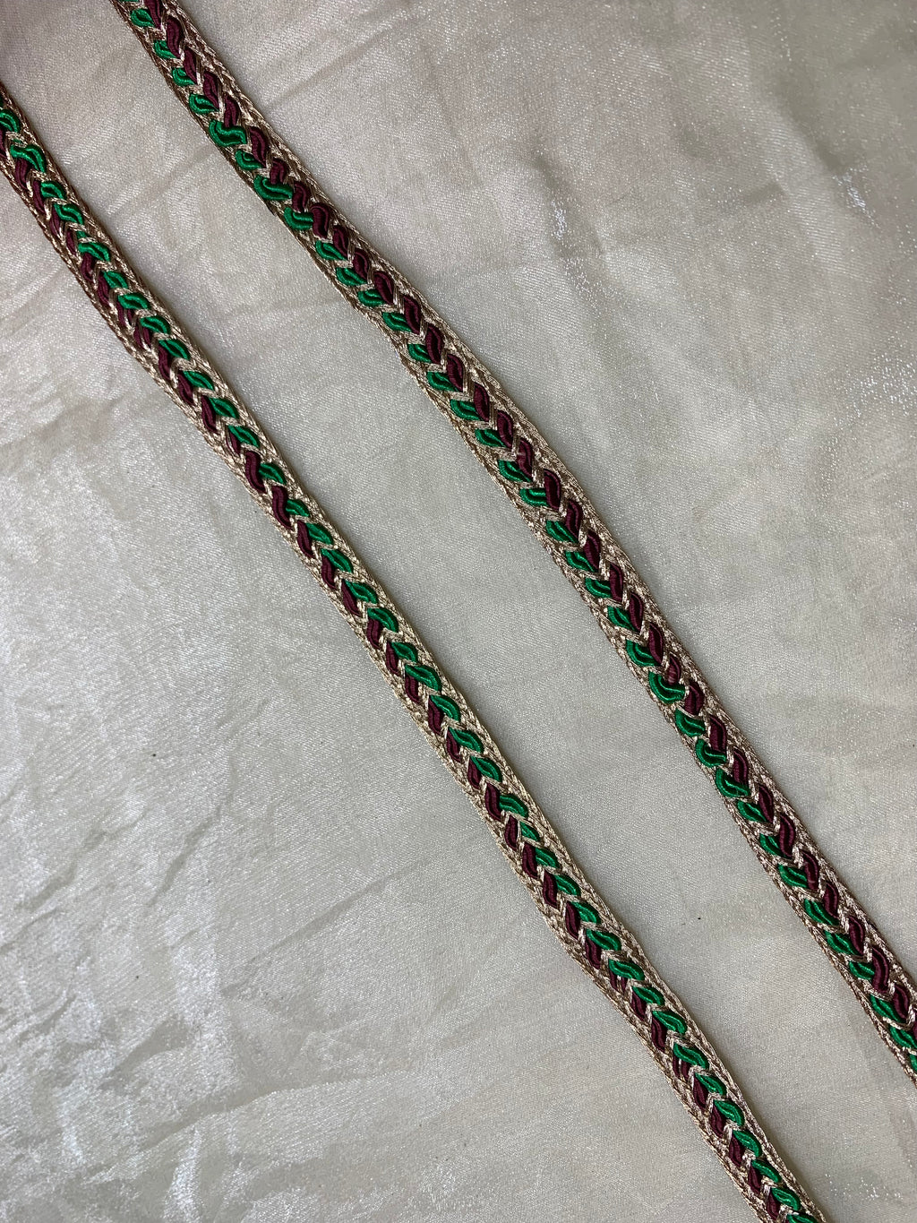 Red and Green Metallic Gota Trim