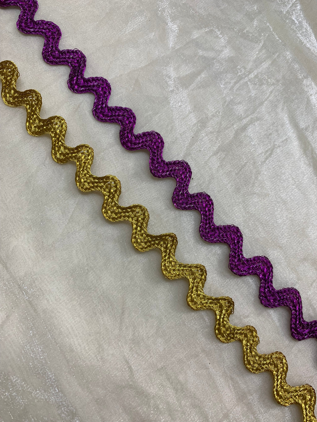 Golden And Purple Braided Wavy Dori Trim