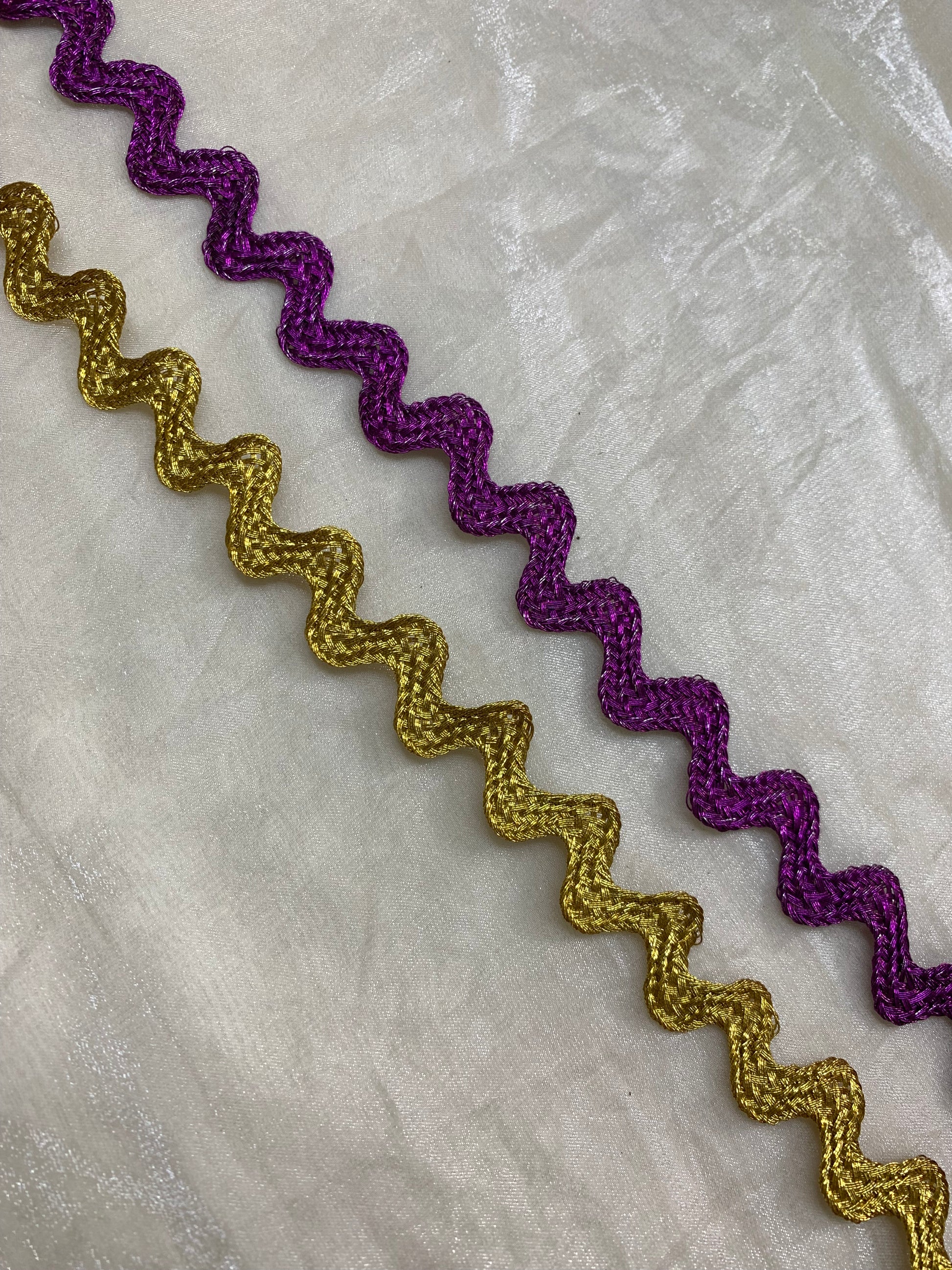 Golden And Purple Braided Wavy Dori Trim