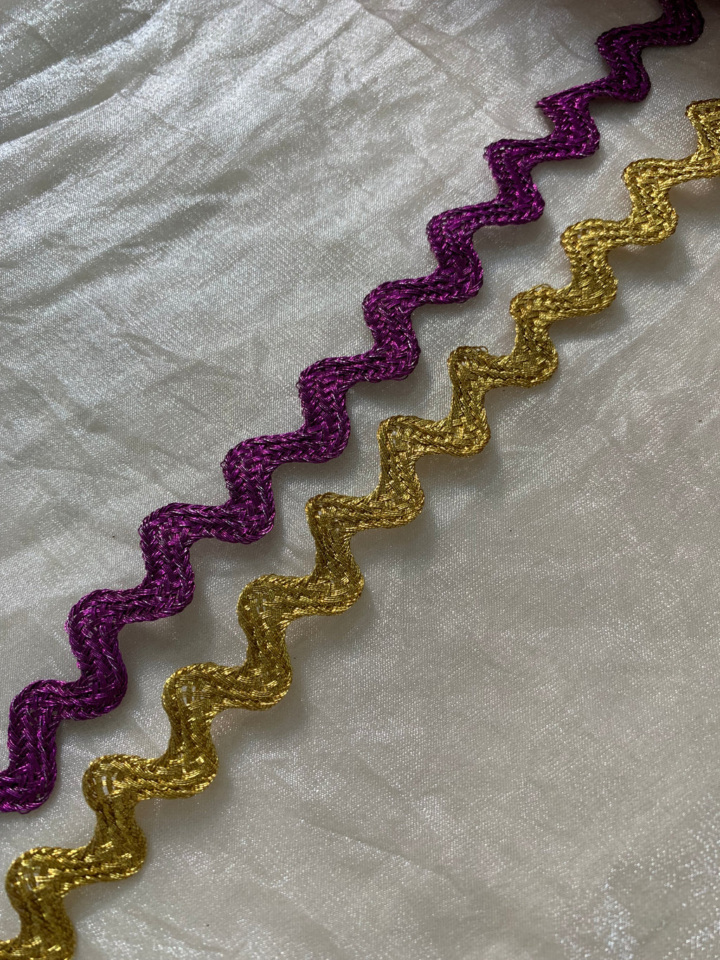 Golden And Purple Braided Wavy Dori Trim