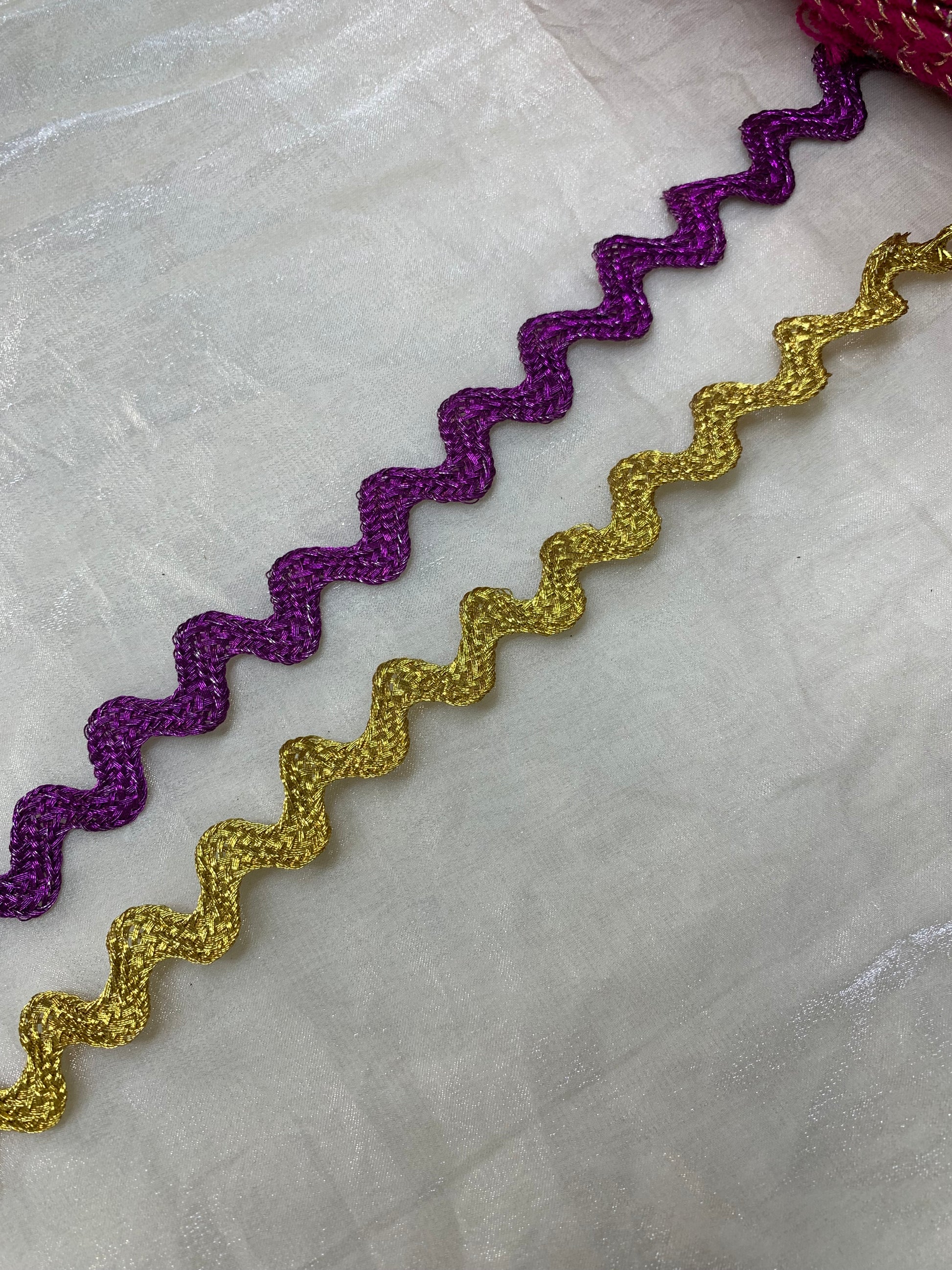 Golden And Purple Braided Wavy Dori Trim