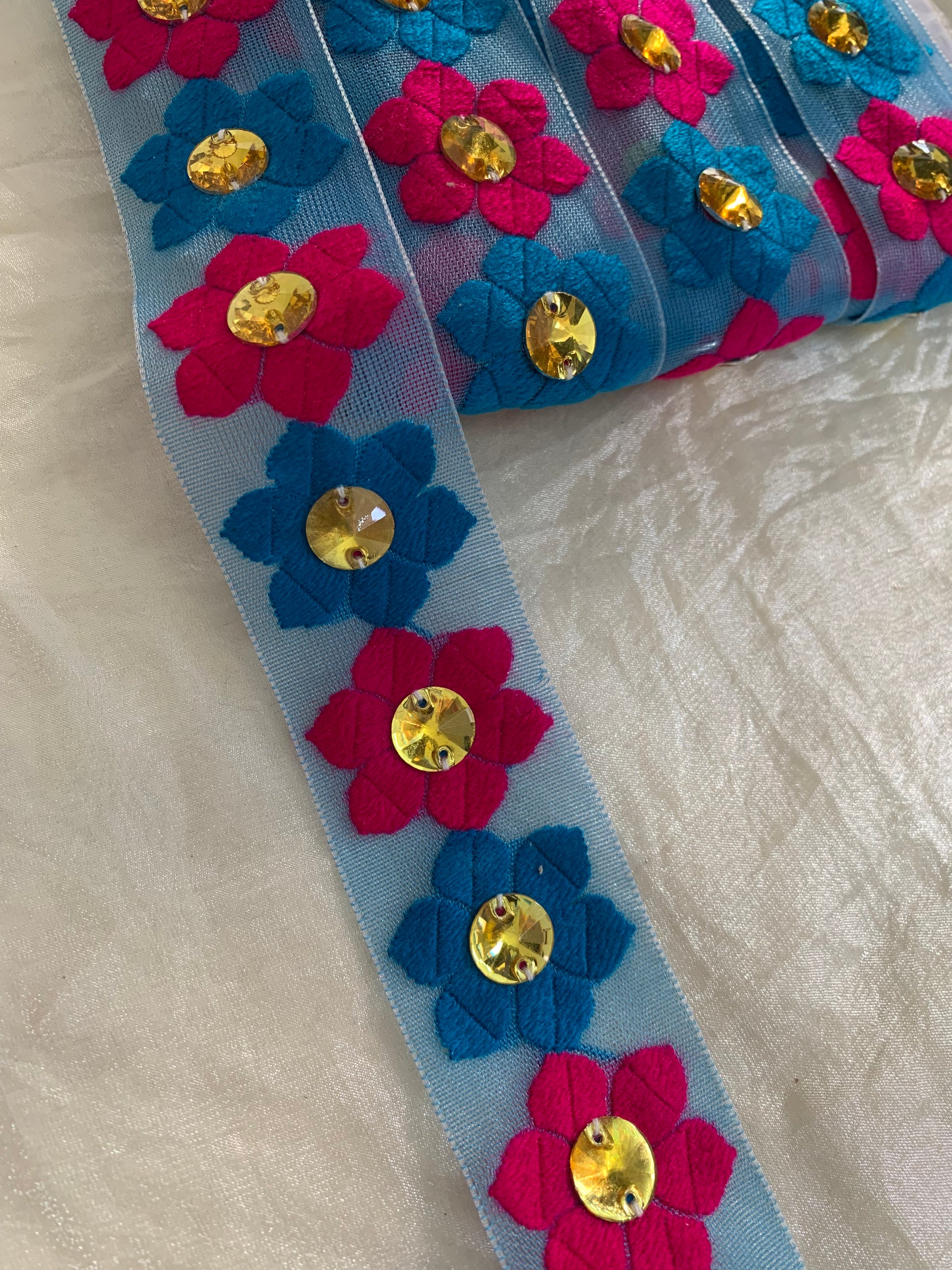 Floral Sequin Border Lace