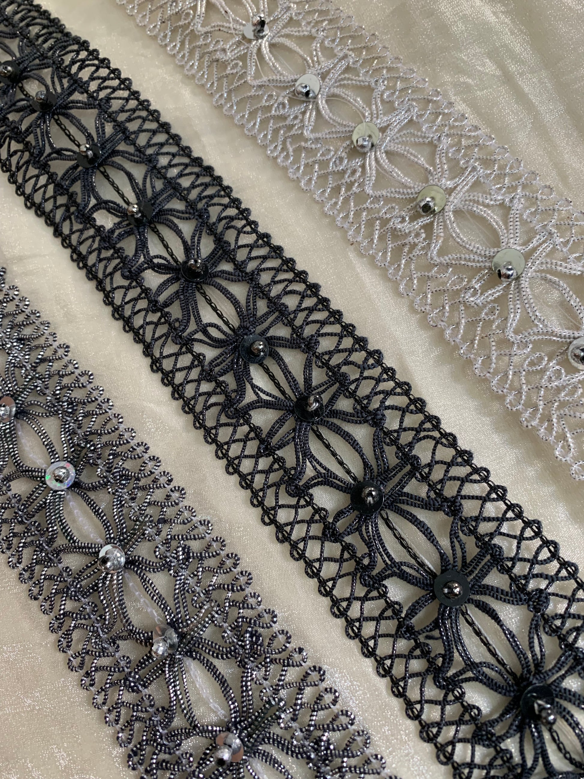 Crystal Floral Cutwork Lace Patti