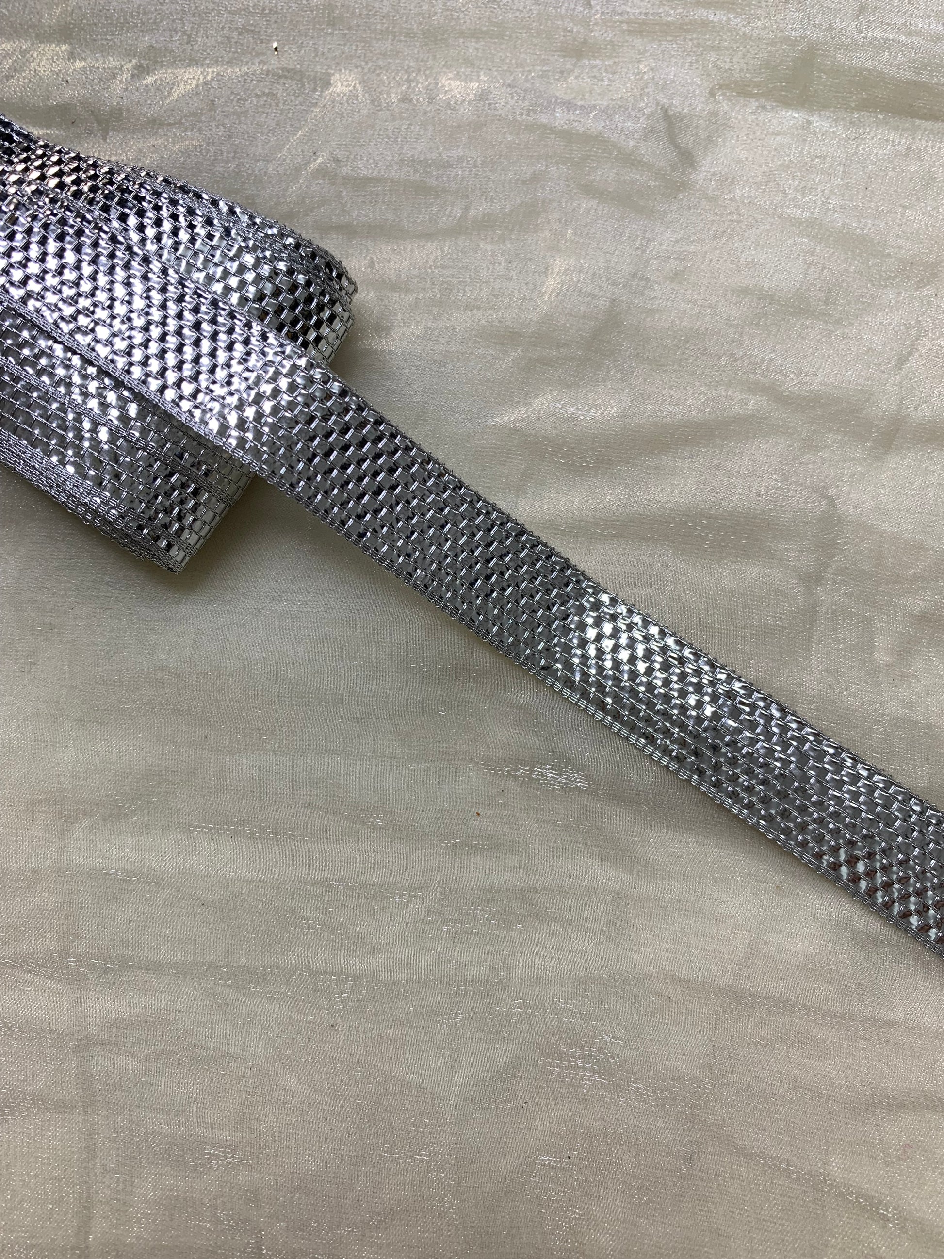 Silver Lurex Textured Taping Lace