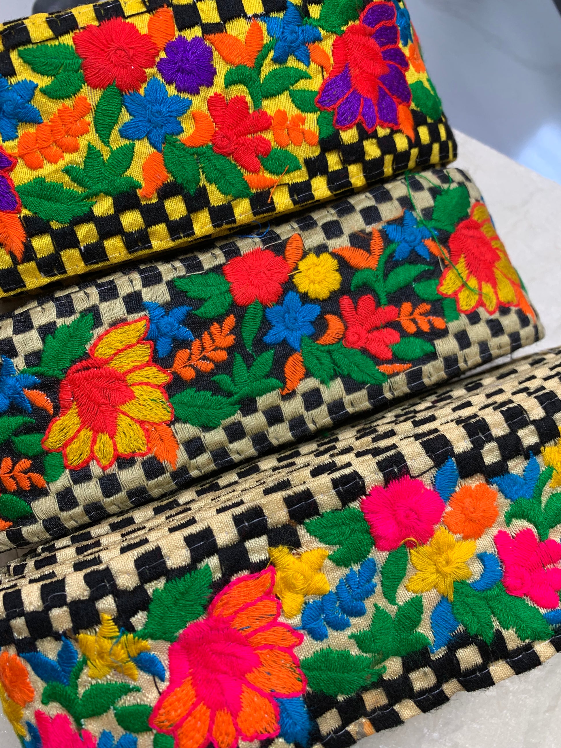 Rajasthani Check Pattern Flower Lace